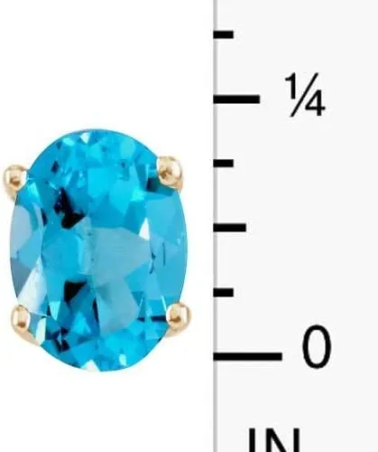 2.80 Carats Genuine Blue Topaz Oval Stud Earrings Solid 14KT Yellow Gold