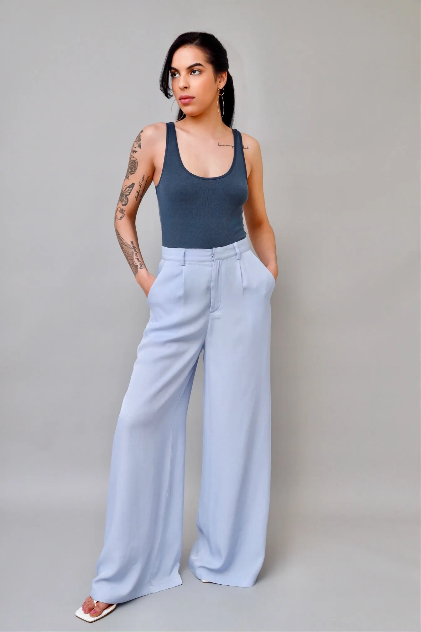 Absolute Baby Blue Wide-Leg Pants