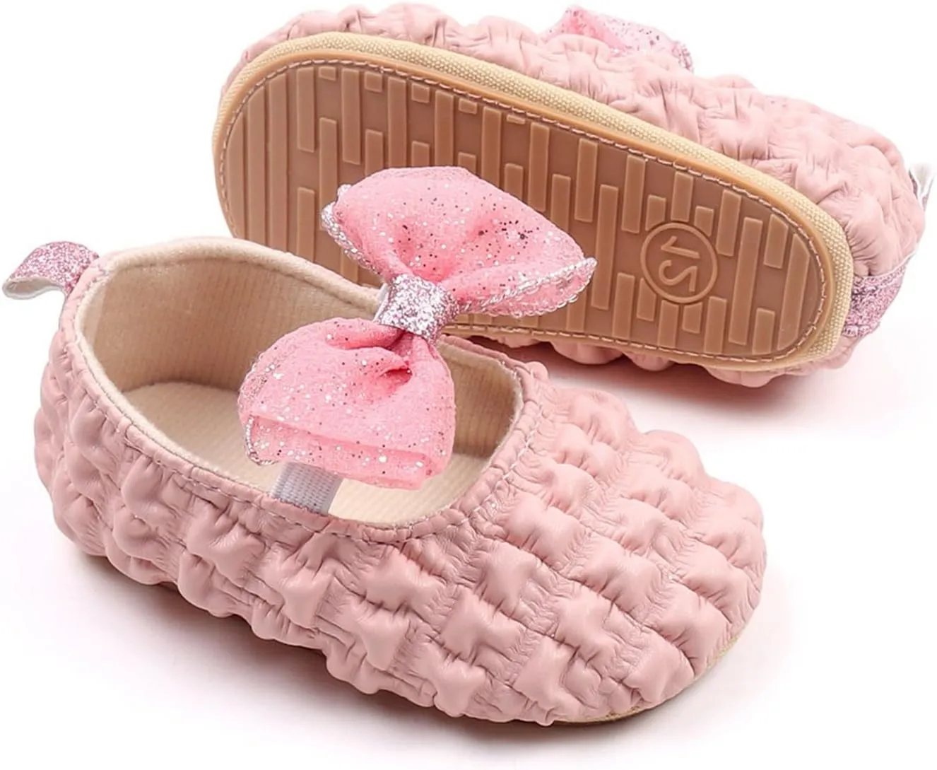 Baby Girl Soft Sole Bowknot Dress Mary Jane Flat Non-Slip First Walking Shoes