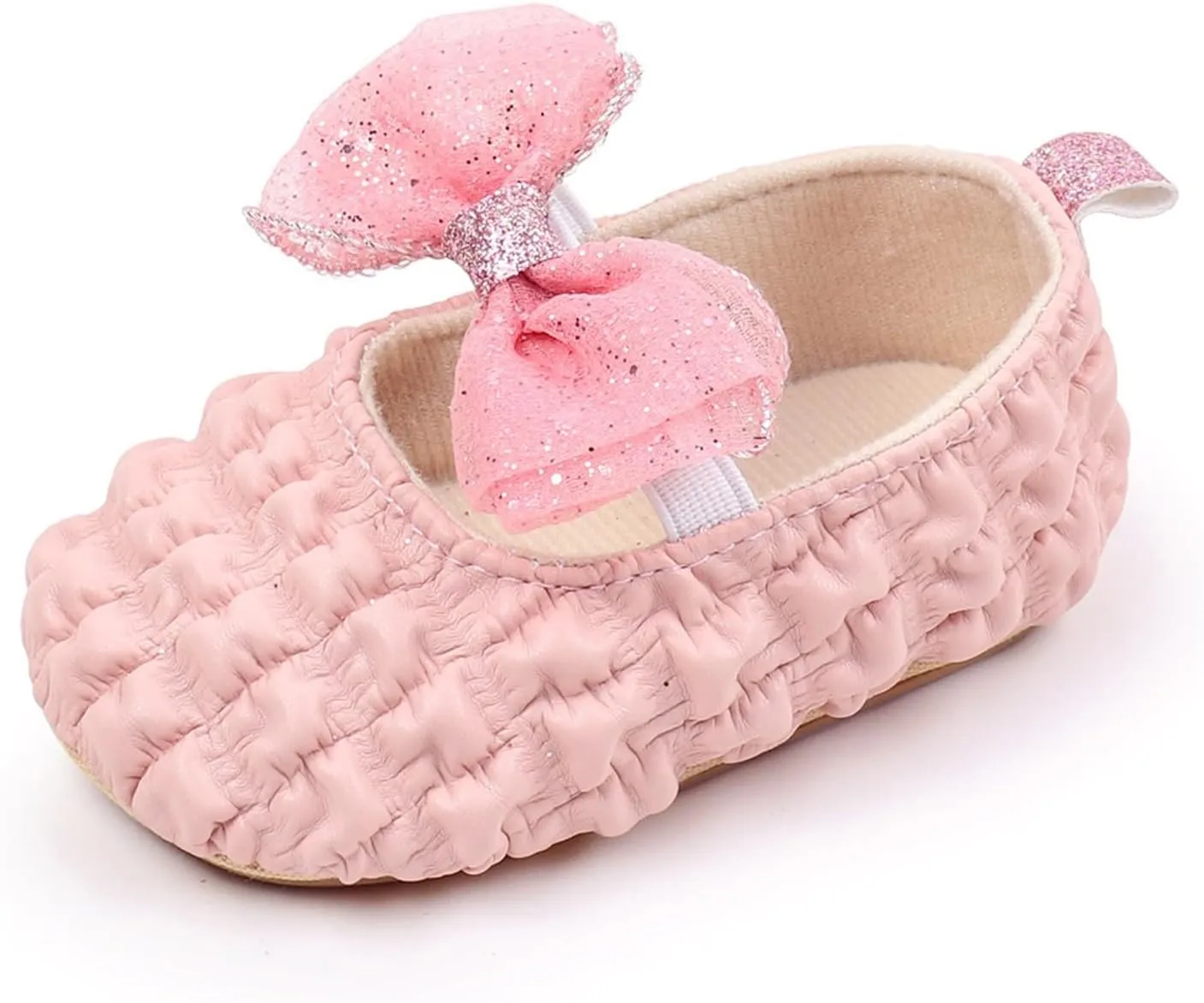 Baby Girl Soft Sole Bowknot Dress Mary Jane Flat Non-Slip First Walking Shoes