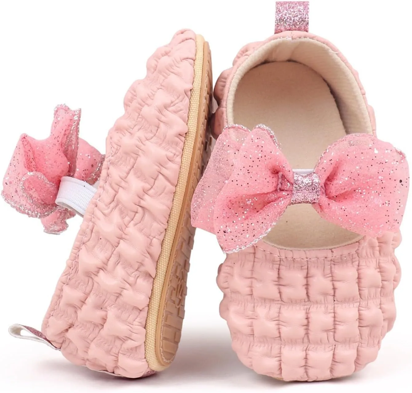 Baby Girl Soft Sole Bowknot Dress Mary Jane Flat Non-Slip First Walking Shoes