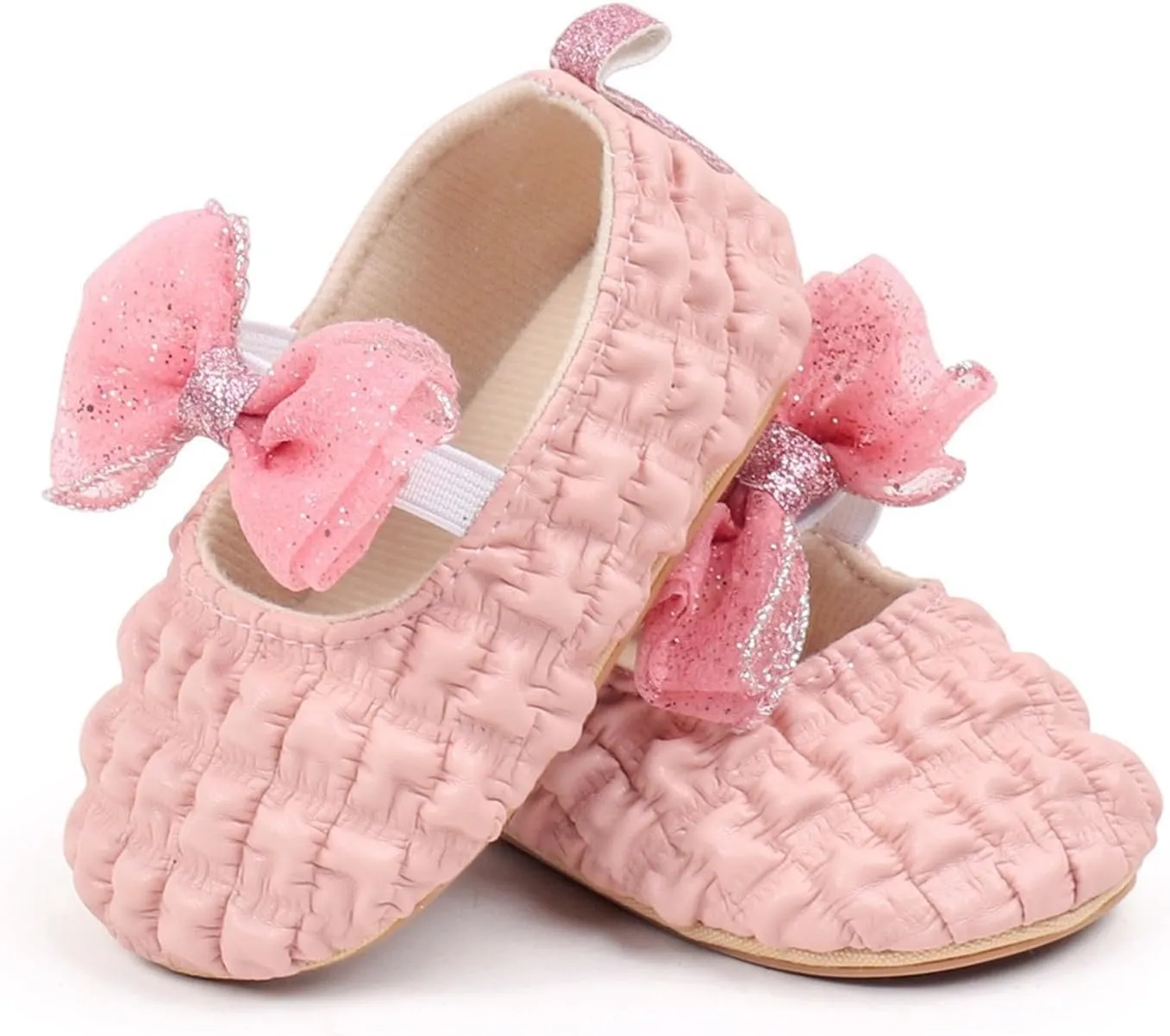Baby Girl Soft Sole Bowknot Dress Mary Jane Flat Non-Slip First Walking Shoes