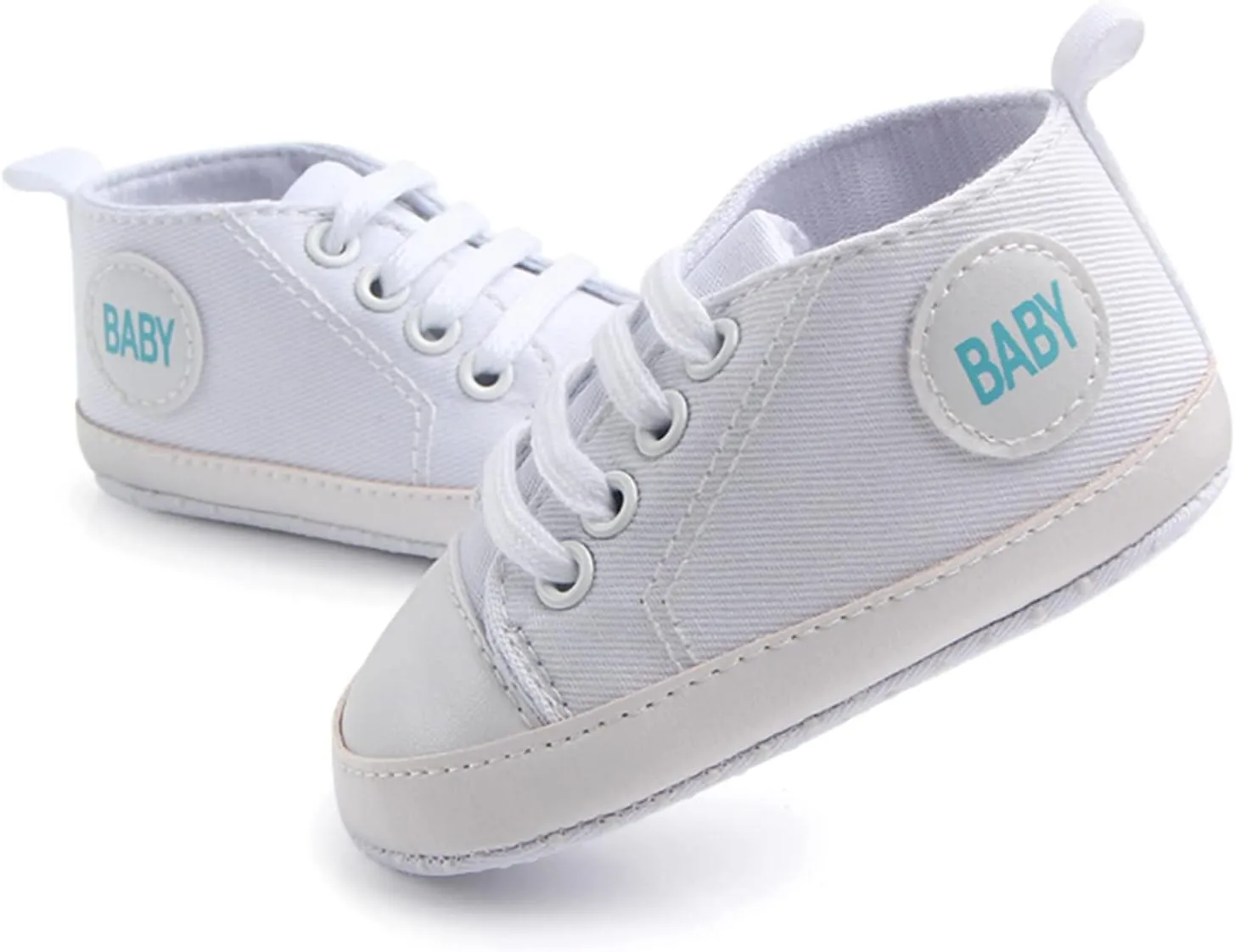 Baby Girls Boys Canvas High Top Shoes Lightweight Breathable Non-Slip Sneakers Infant Flat First Walking Shoes