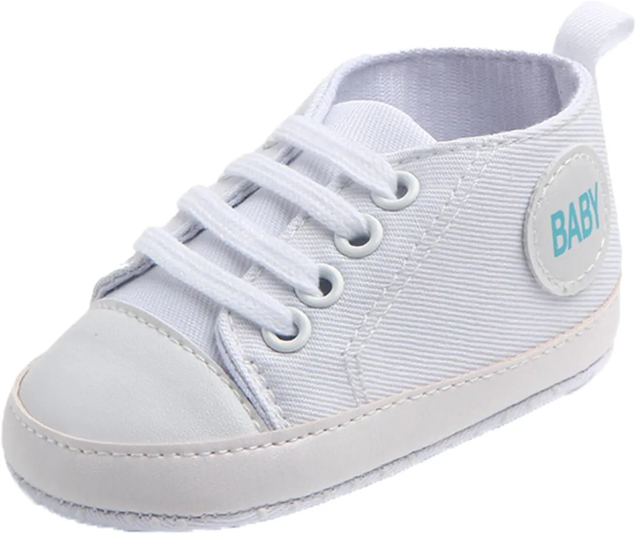 Baby Girls Boys Canvas High Top Shoes Lightweight Breathable Non-Slip Sneakers Infant Flat First Walking Shoes