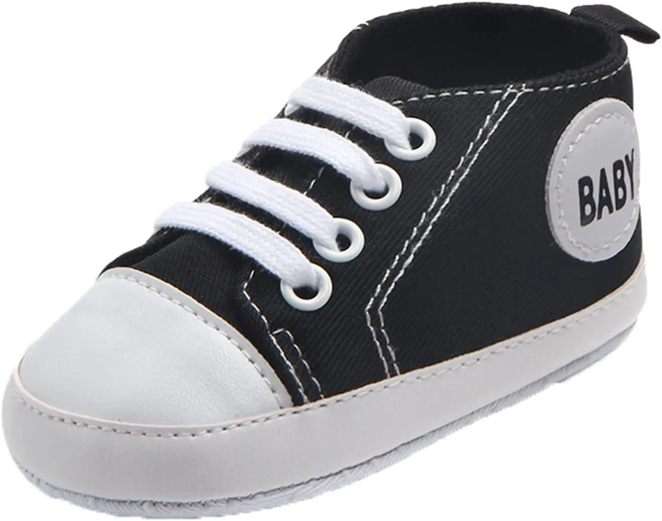 Baby Girls Boys Canvas High Top Shoes Lightweight Breathable Non-Slip Sneakers Infant Flat First Walking Shoes