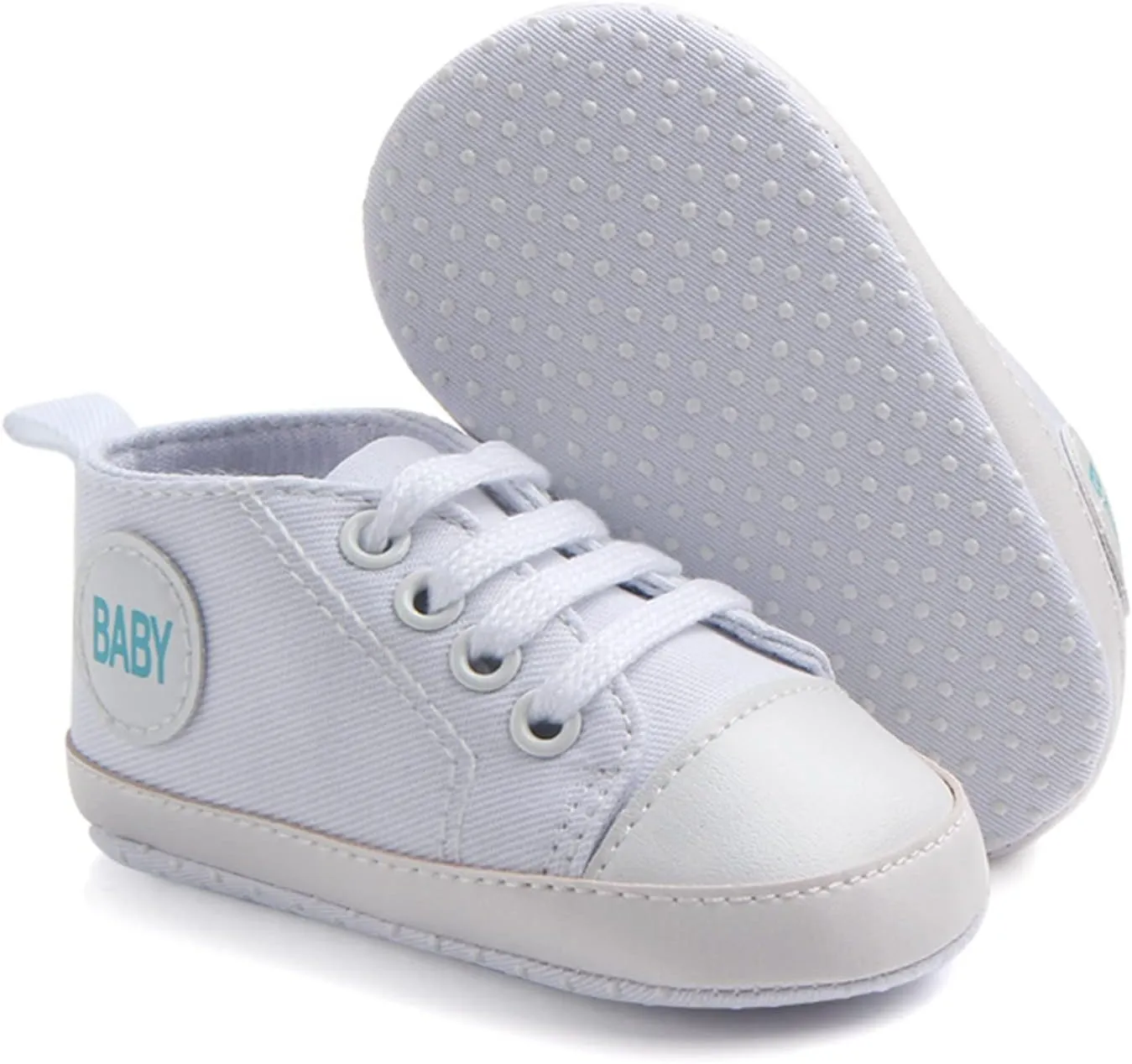 Baby Girls Boys Canvas High Top Shoes Lightweight Breathable Non-Slip Sneakers Infant Flat First Walking Shoes