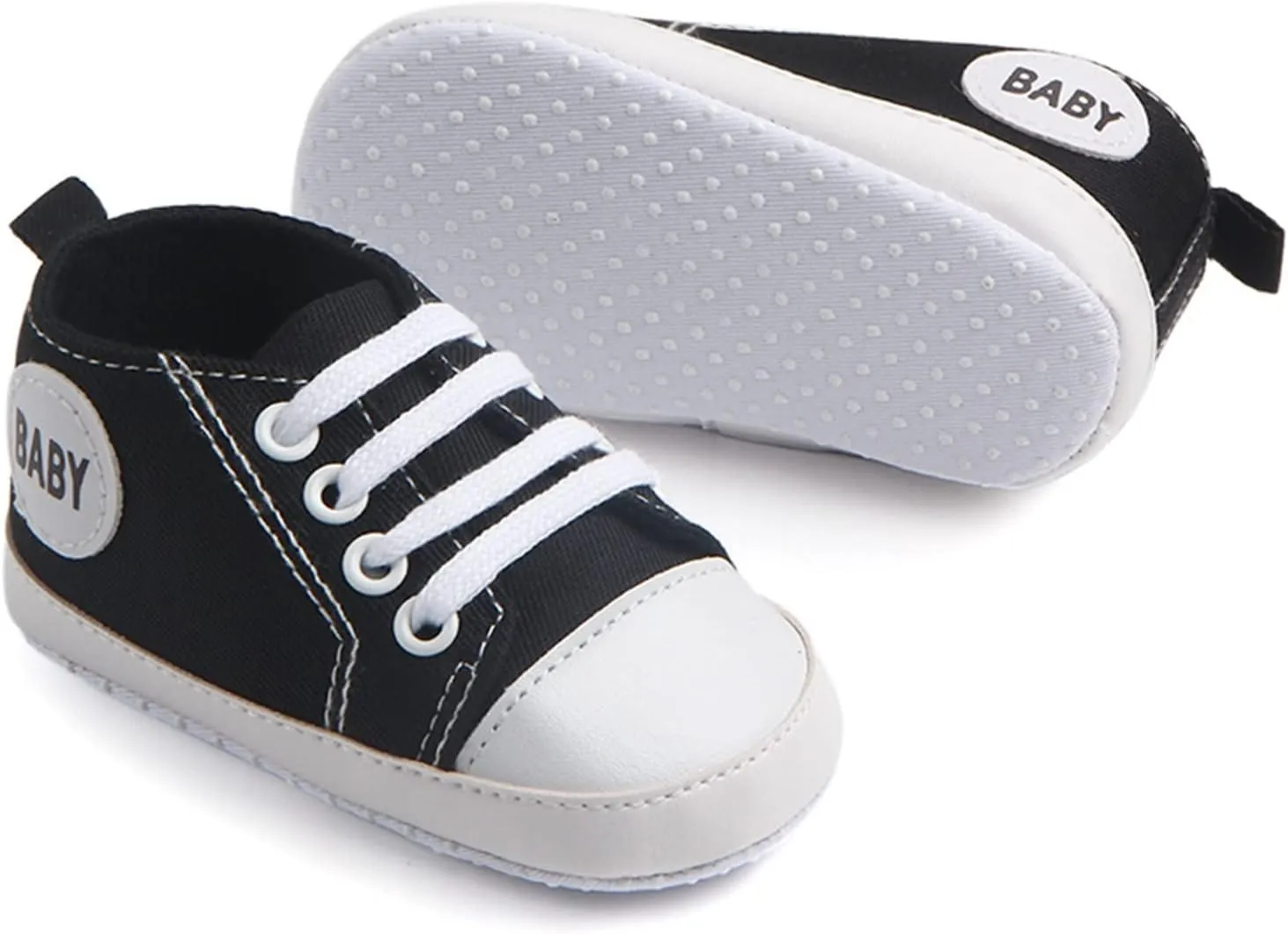 Baby Girls Boys Canvas High Top Shoes Lightweight Breathable Non-Slip Sneakers Infant Flat First Walking Shoes