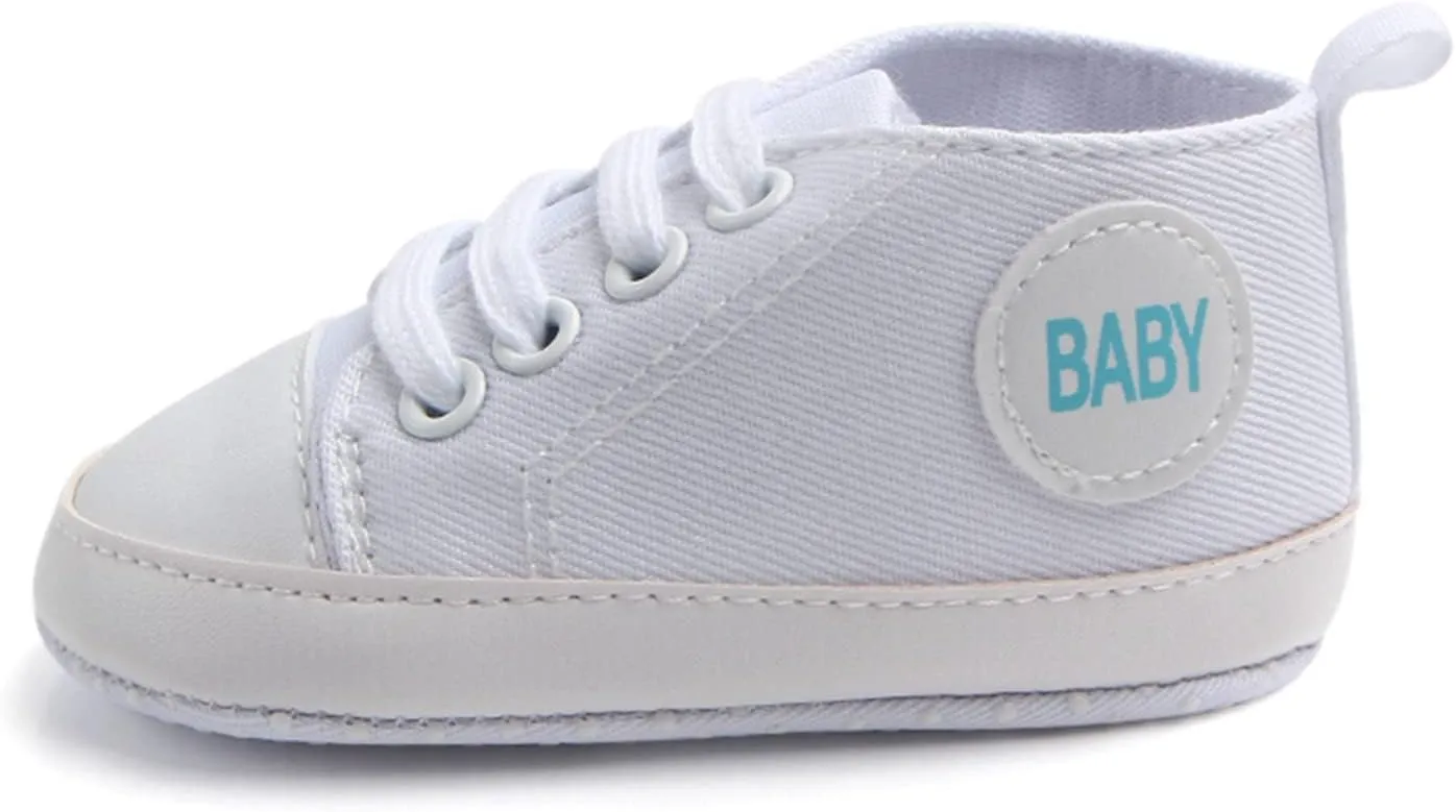 Baby Girls Boys Canvas High Top Shoes Lightweight Breathable Non-Slip Sneakers Infant Flat First Walking Shoes