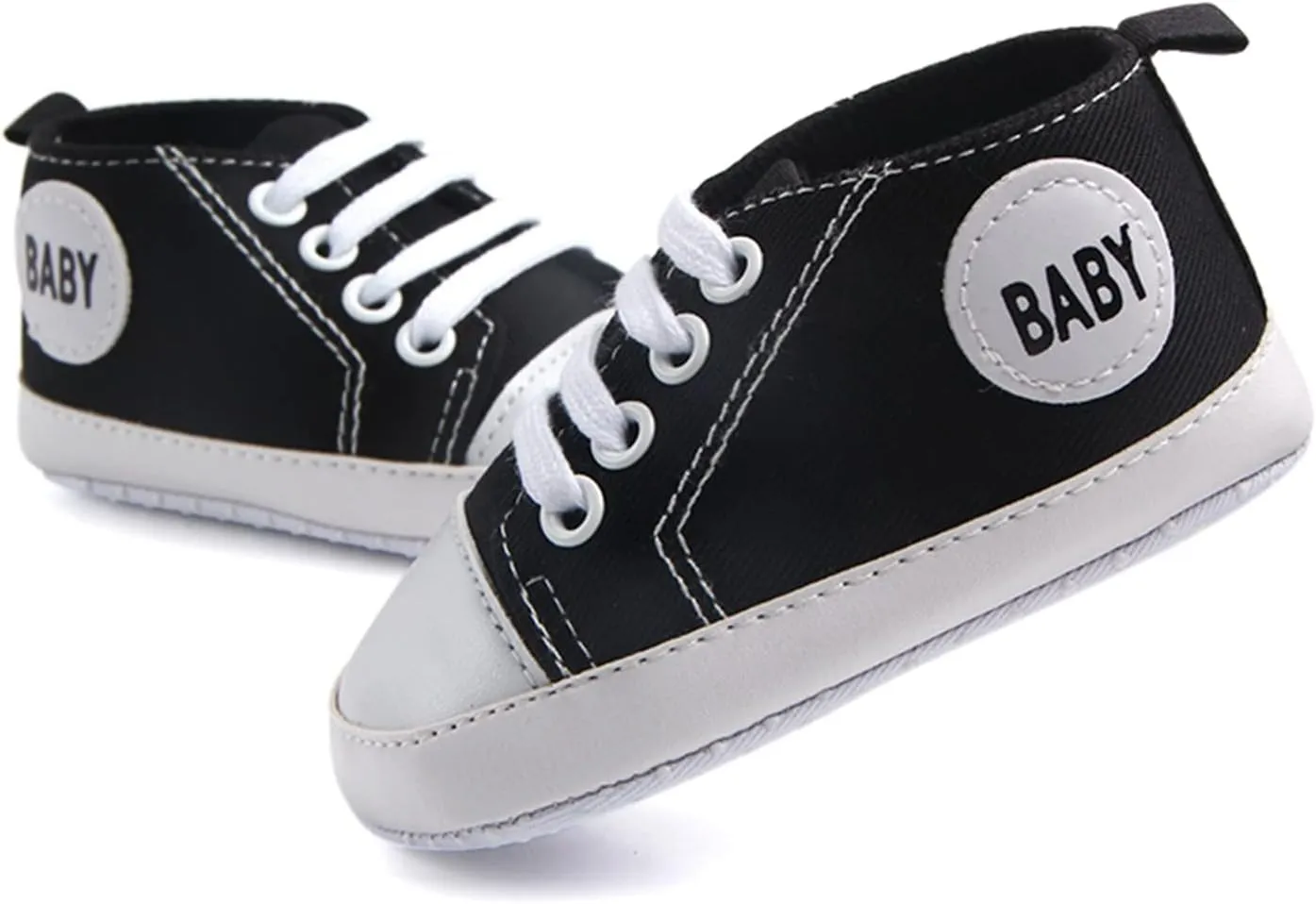 Baby Girls Boys Canvas High Top Shoes Lightweight Breathable Non-Slip Sneakers Infant Flat First Walking Shoes