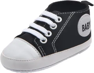 Baby Girls Boys Canvas High Top Shoes Lightweight Breathable Non-Slip Sneakers Infant Flat First Walking Shoes
