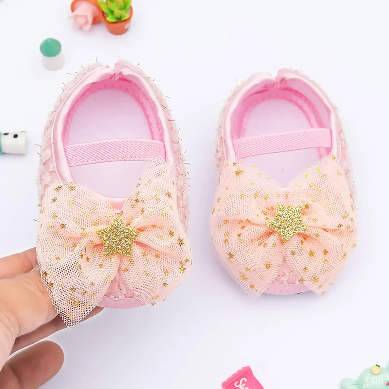 Baby Girls Mary Jane with Bowknot Soft Sole Wedding Dress Shoes Soft Newborn Infant First Prewalker