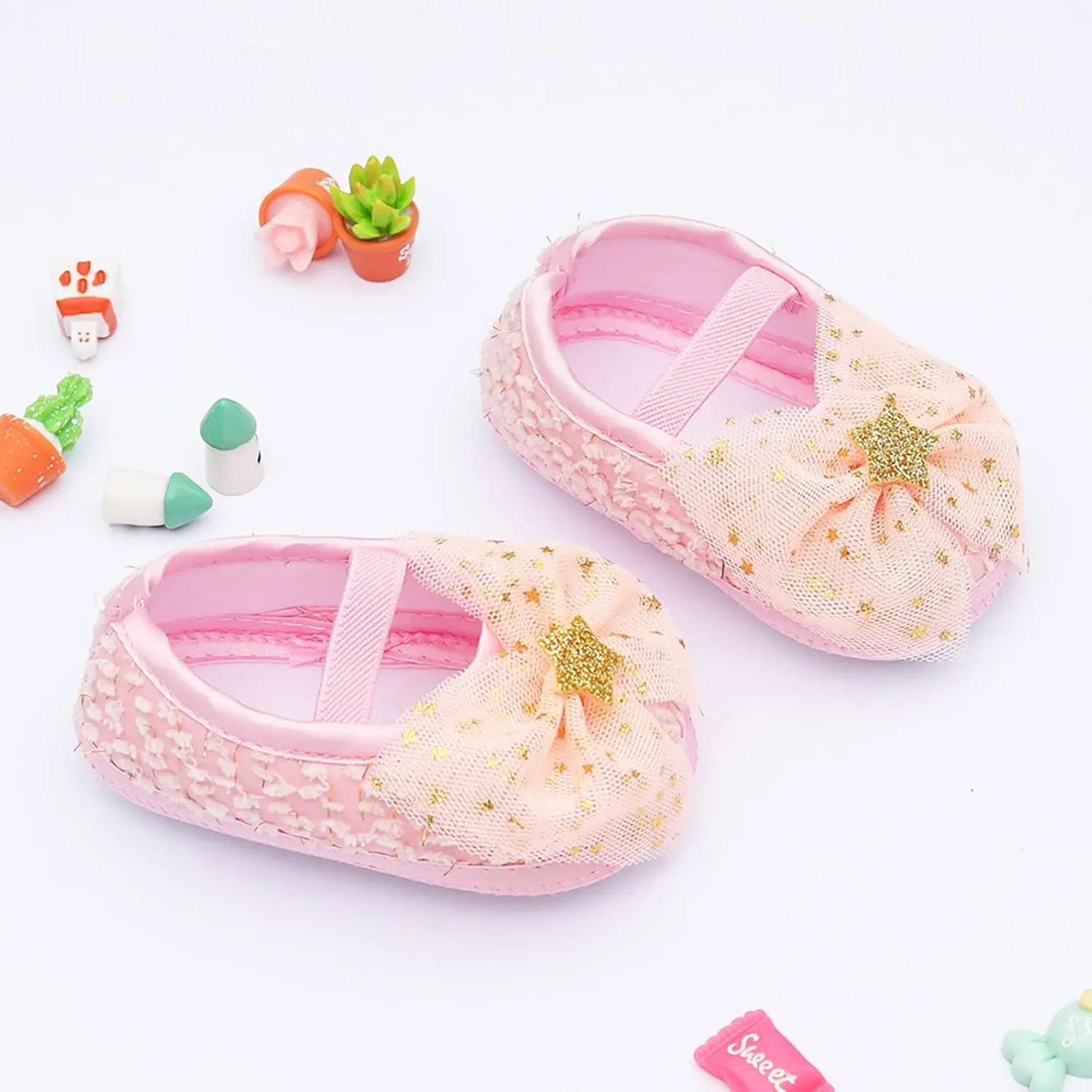 Baby Girls Mary Jane with Bowknot Soft Sole Wedding Dress Shoes Soft Newborn Infant First Prewalker