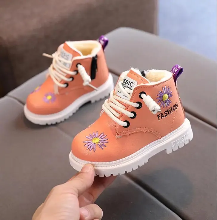 Baby/Kids Girls Boys PU Leather Lace-Up Ankle Boots