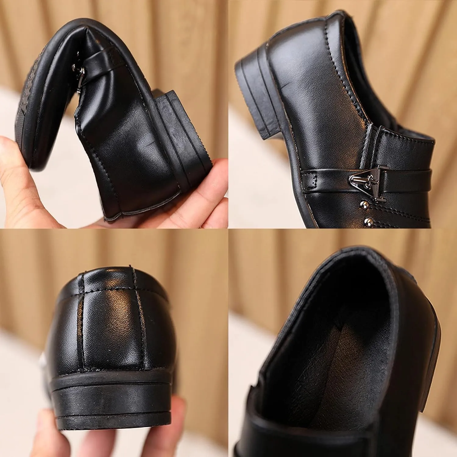 Boys Dress Shoes Kids Toddler Strap Decor British Style Oxfords Slip On Formal Casual Wedding School Dressy Shoes