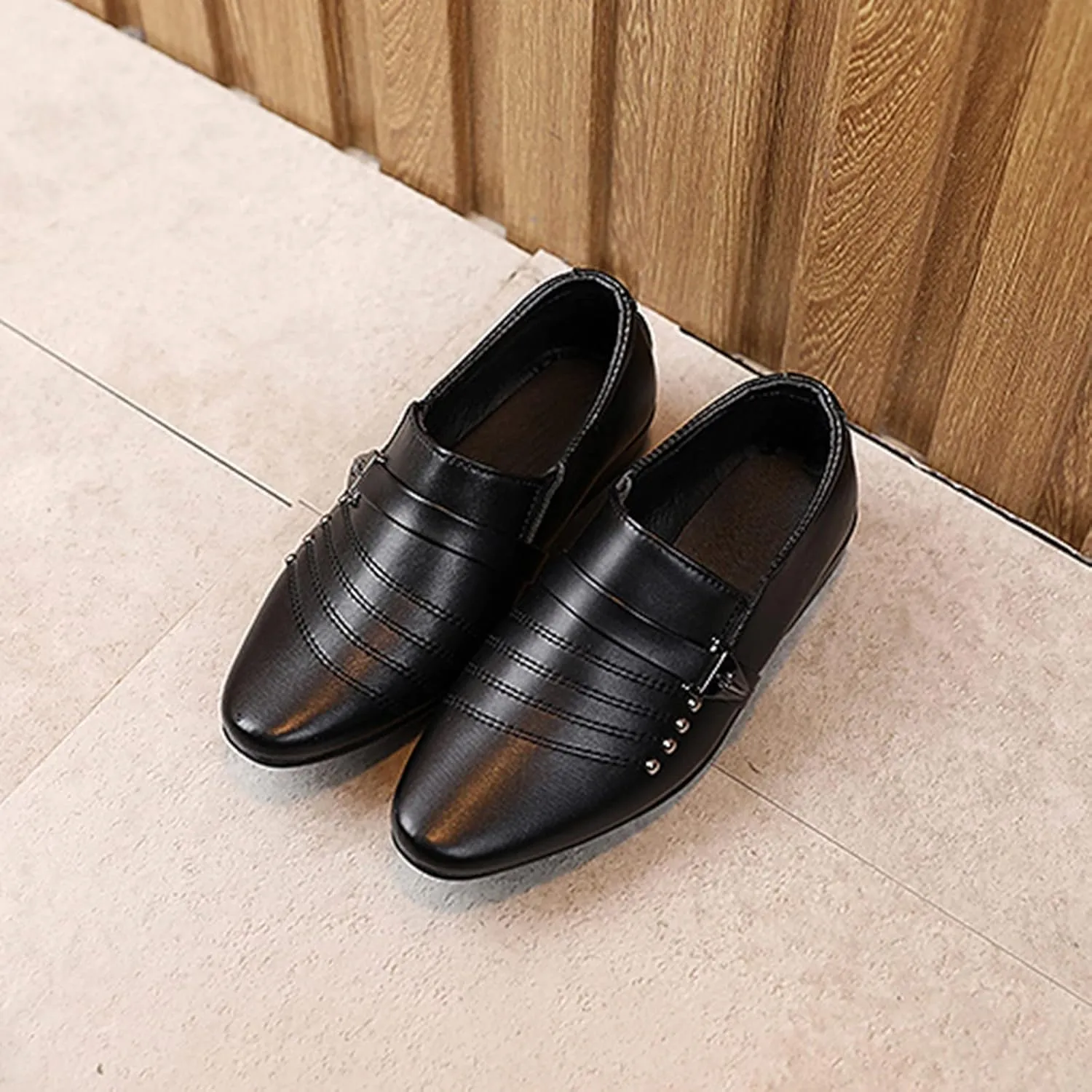 Boys Dress Shoes Kids Toddler Strap Decor British Style Oxfords Slip On Formal Casual Wedding School Dressy Shoes