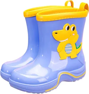 Boys Girls Glitter Easy On Rain Boots Rubber aterproof Boots Textured Soles Non Slip Comfortable School Boot