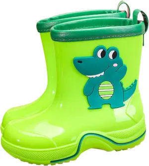 Boys Girls Glitter Easy On Rain Boots Rubber aterproof Boots Textured Soles Non Slip Comfortable School Boot