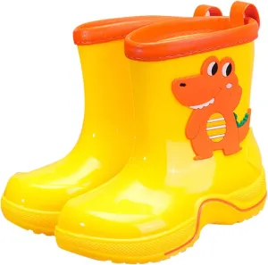 Boys Girls Glitter Easy On Rain Boots Rubber aterproof Boots Textured Soles Non Slip Comfortable School Boot