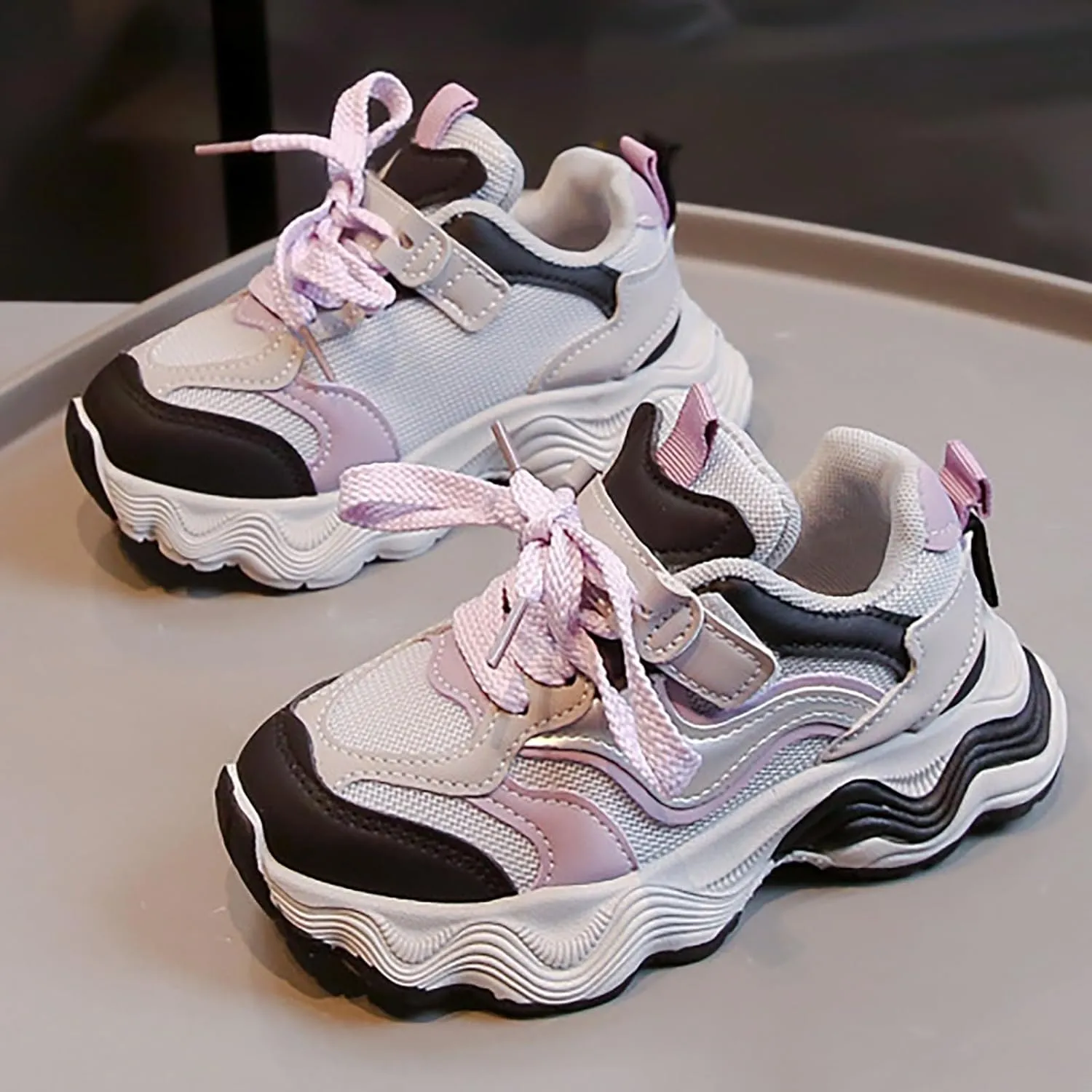 Boys Girls Tennis Shoes Kids Lightweight Breathable Sneakers Lace-up Running Athletic Shoes for Little/Big Kids