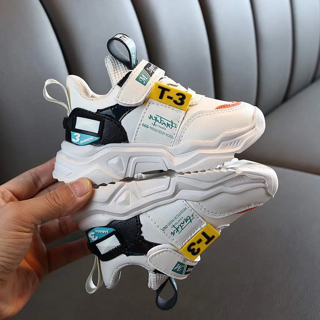 Boys Girls Tennis Shoes Kids Running Slip On Sneakers Lightweight Breathable Athletic Gym Sports Jogging Shoes