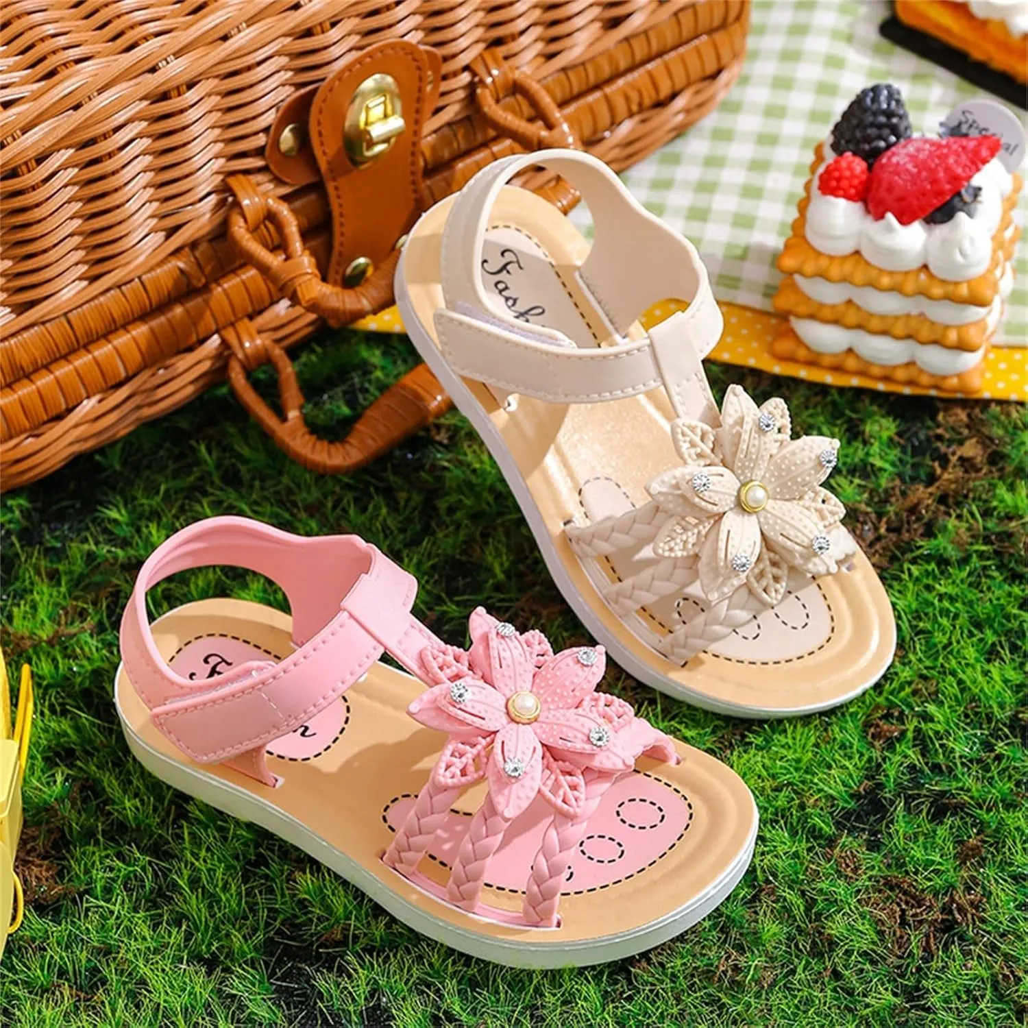Children Flower Dress Sandals Soft Flat Fashion Comfortable Bow Soft Bottom Lightweight Baby Princess Infant Girl Shoes