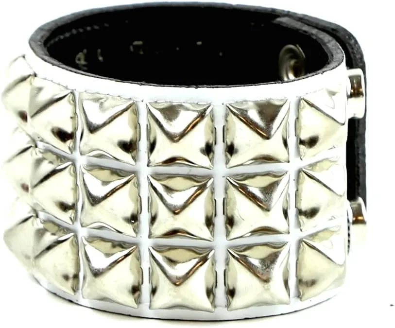 Cybergoth Three Row Studded Patent Leather Bracelet
