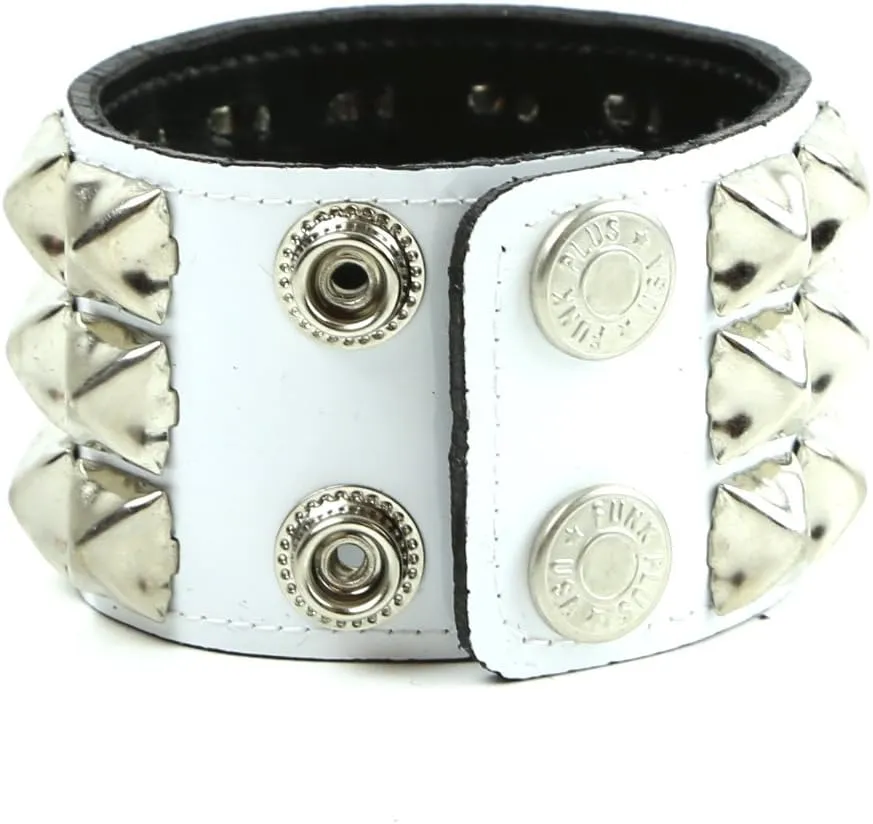 Cybergoth Three Row Studded Patent Leather Bracelet