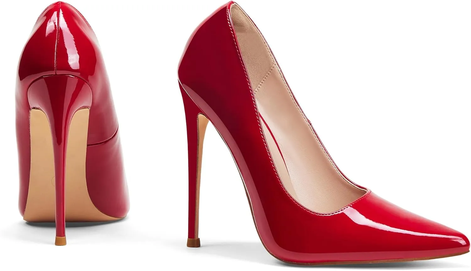 Elisabet Tang Women Pumps 12cm/4.7 Inch Stiletto Heels Pumps Pointed Toe Patent Leather Slip On High Heel Evening Party Dress Shoes