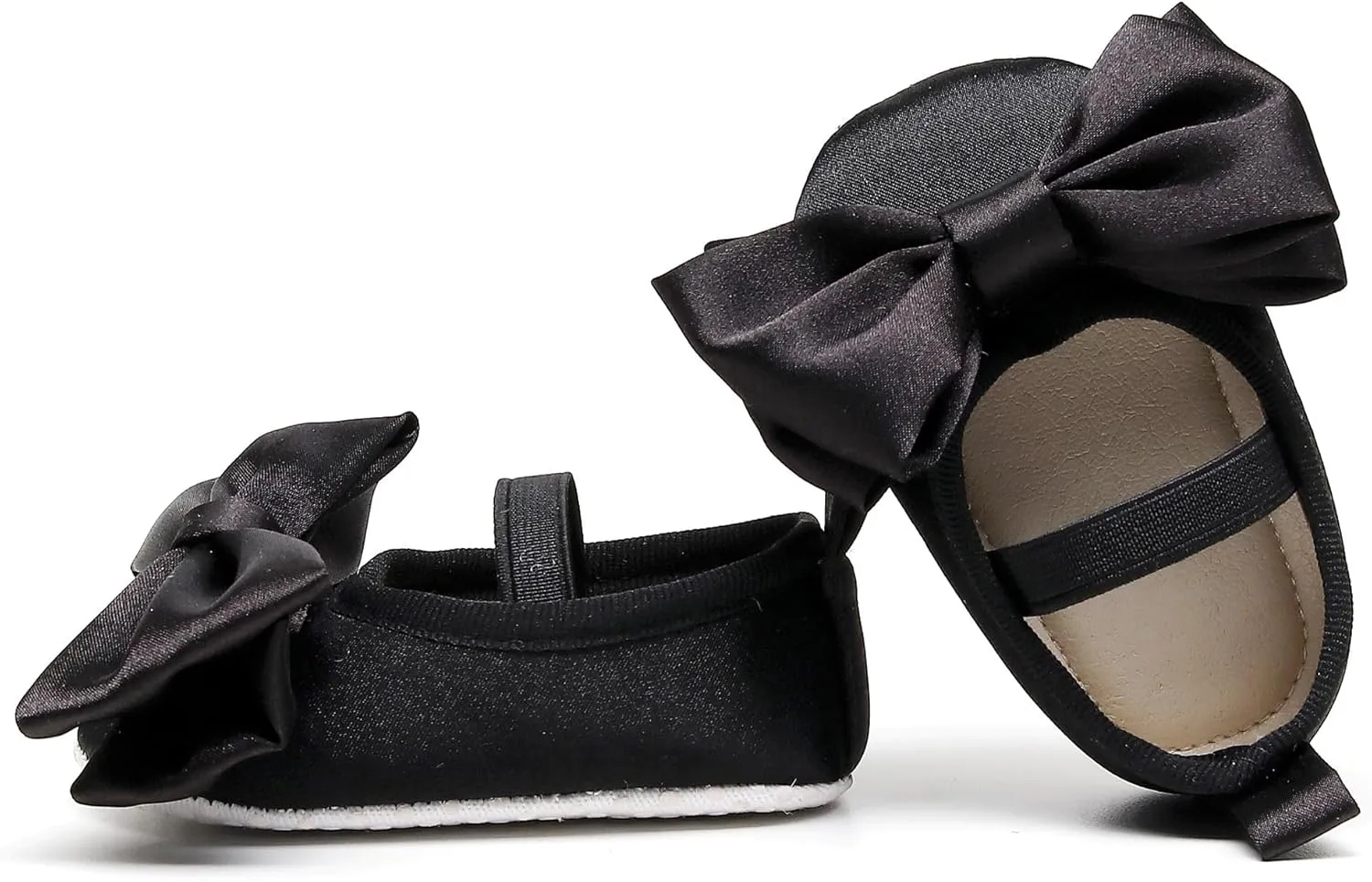 HONGTEYA Baby Girls Ballet Dress Shoes - Mary Jane Soft Sole Sidebow Toddler Moccasins