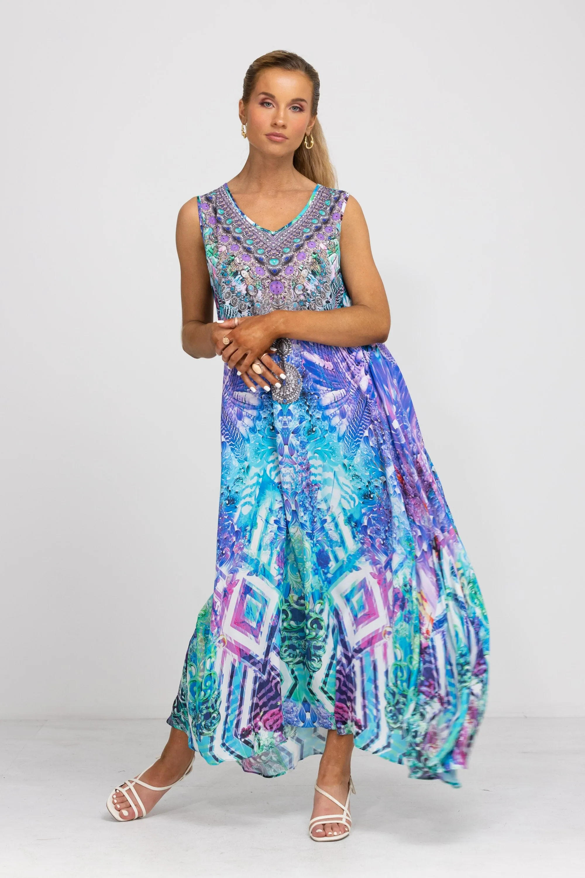 INDIGO SUMMER - SLEEVELESS MAXI DRESS