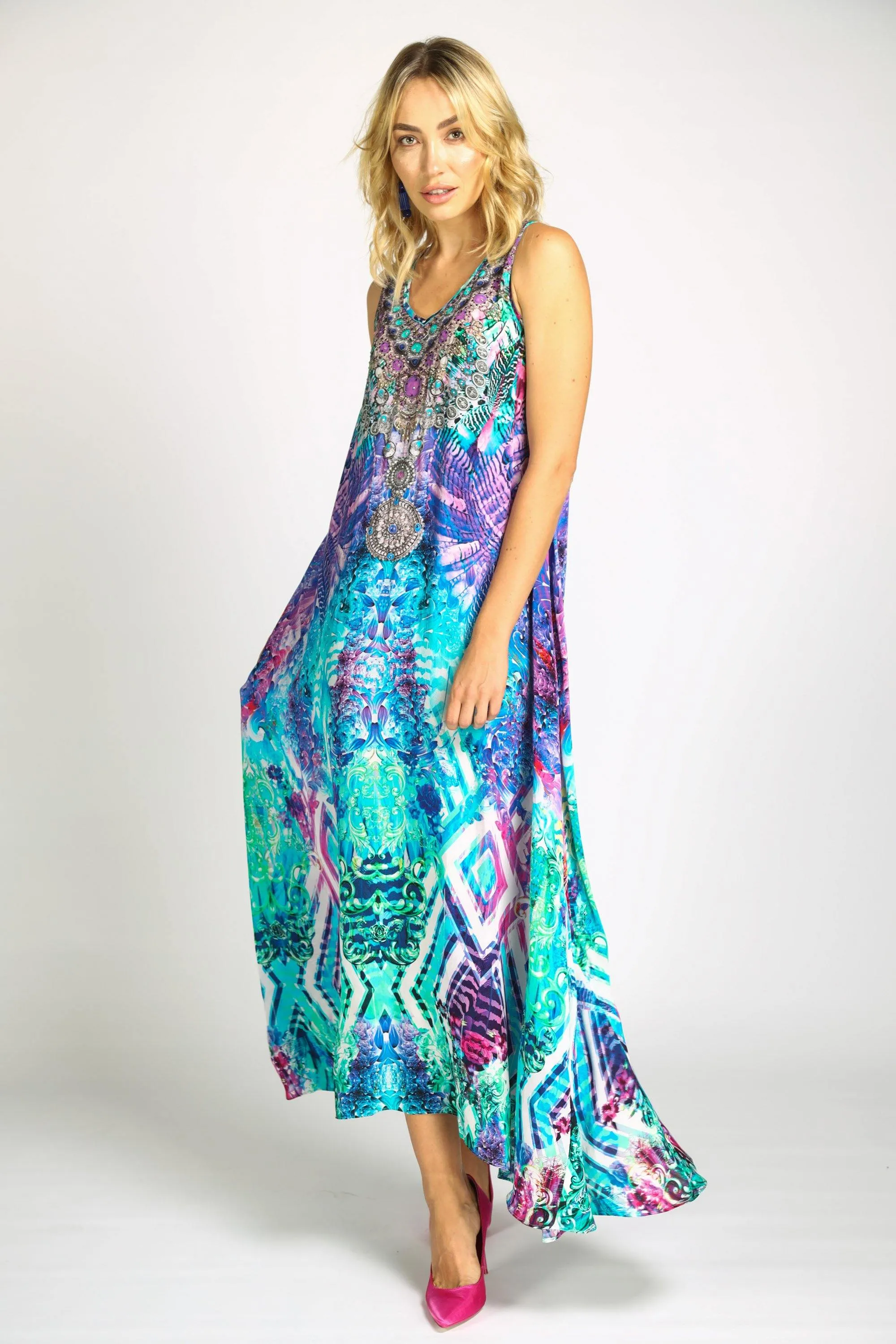 INDIGO SUMMER - SLEEVELESS MAXI DRESS