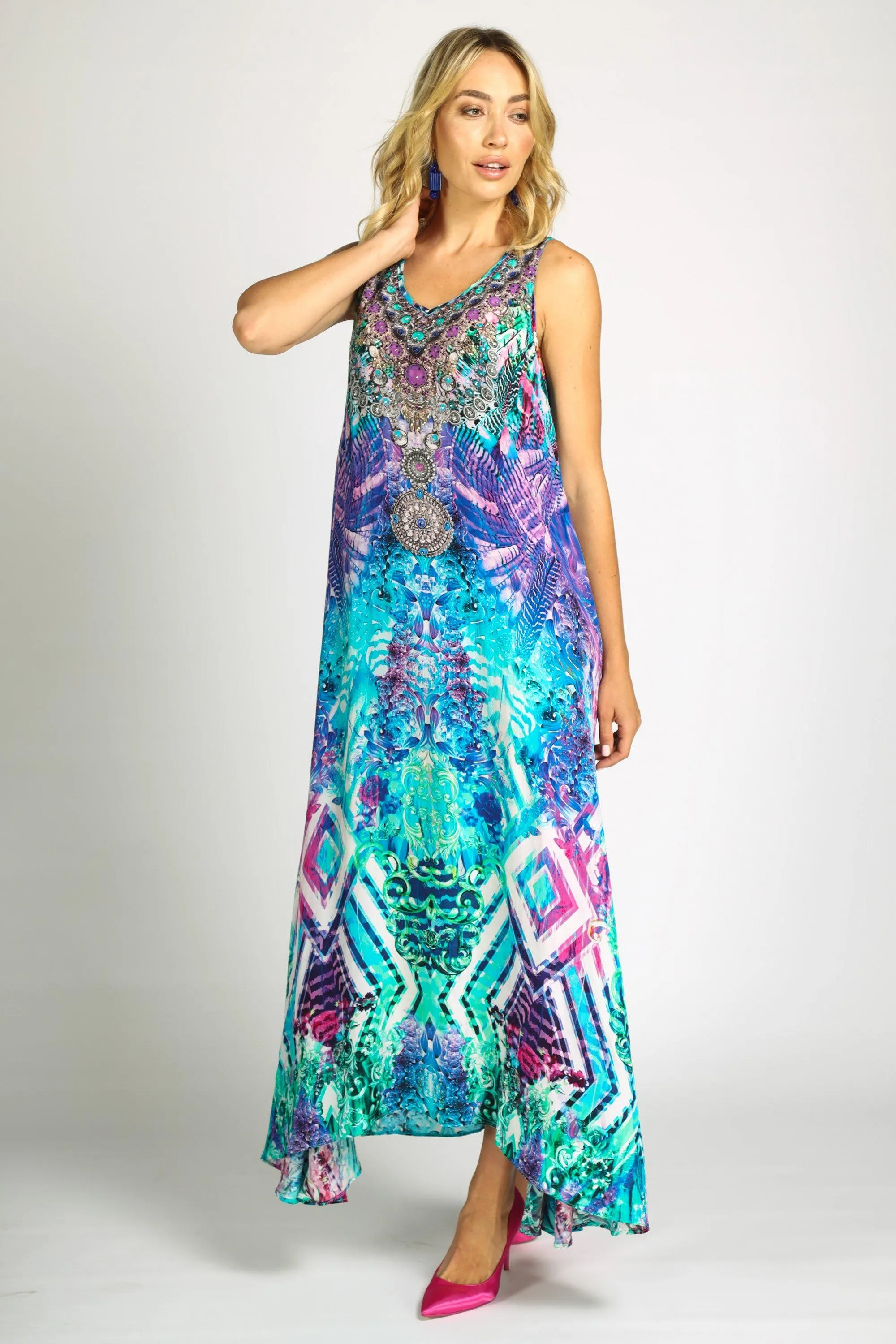 INDIGO SUMMER - SLEEVELESS MAXI DRESS