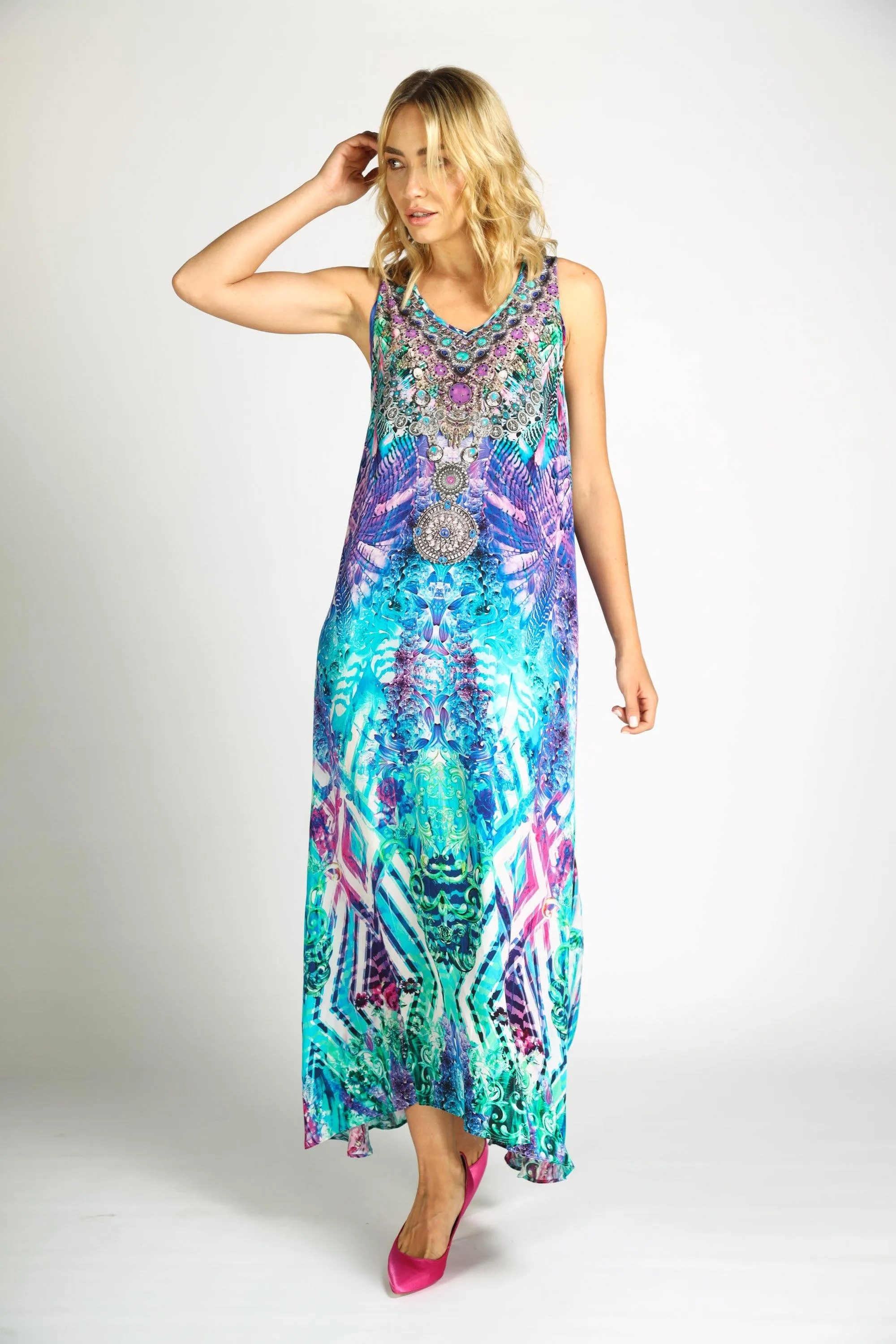 INDIGO SUMMER - SLEEVELESS MAXI DRESS