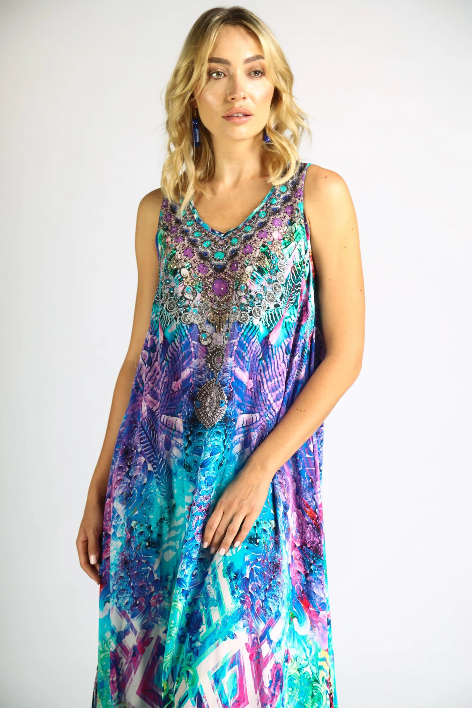 INDIGO SUMMER - SLEEVELESS MAXI DRESS