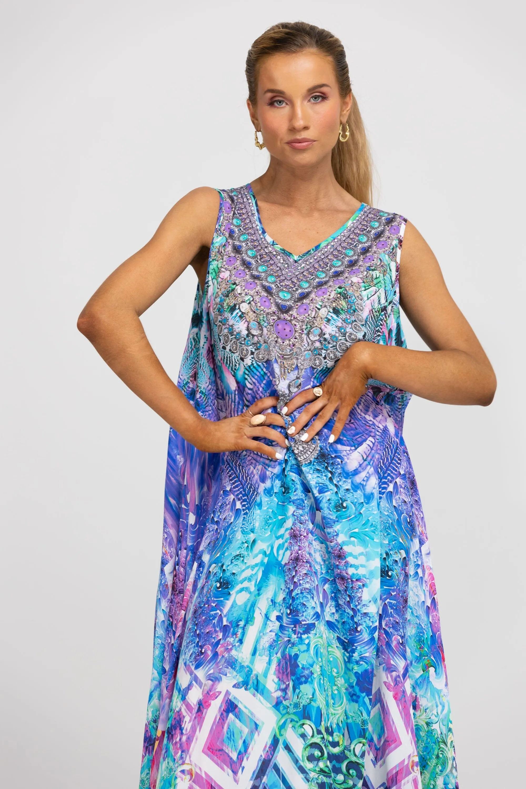 INDIGO SUMMER - SLEEVELESS MAXI DRESS