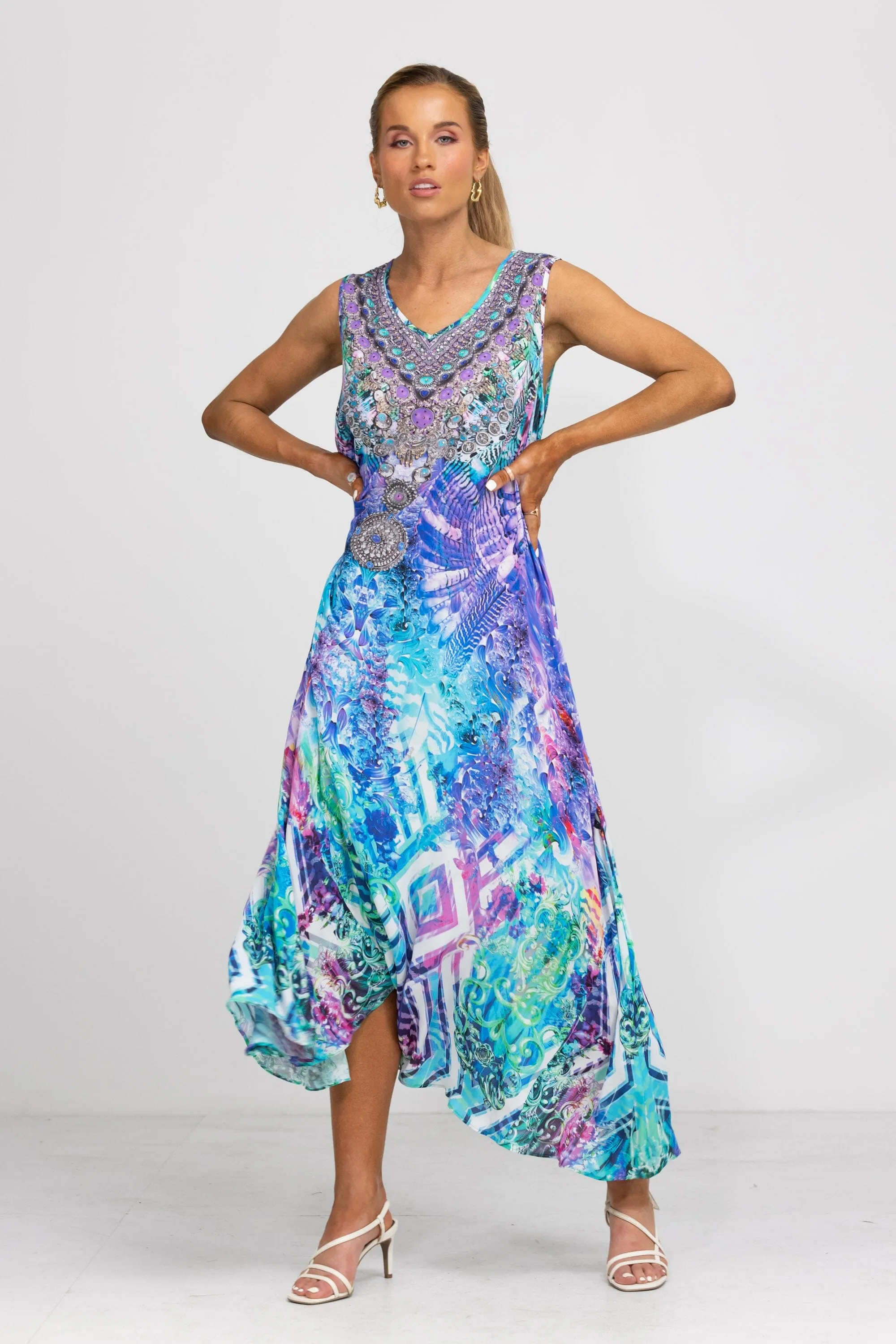 INDIGO SUMMER - SLEEVELESS MAXI DRESS