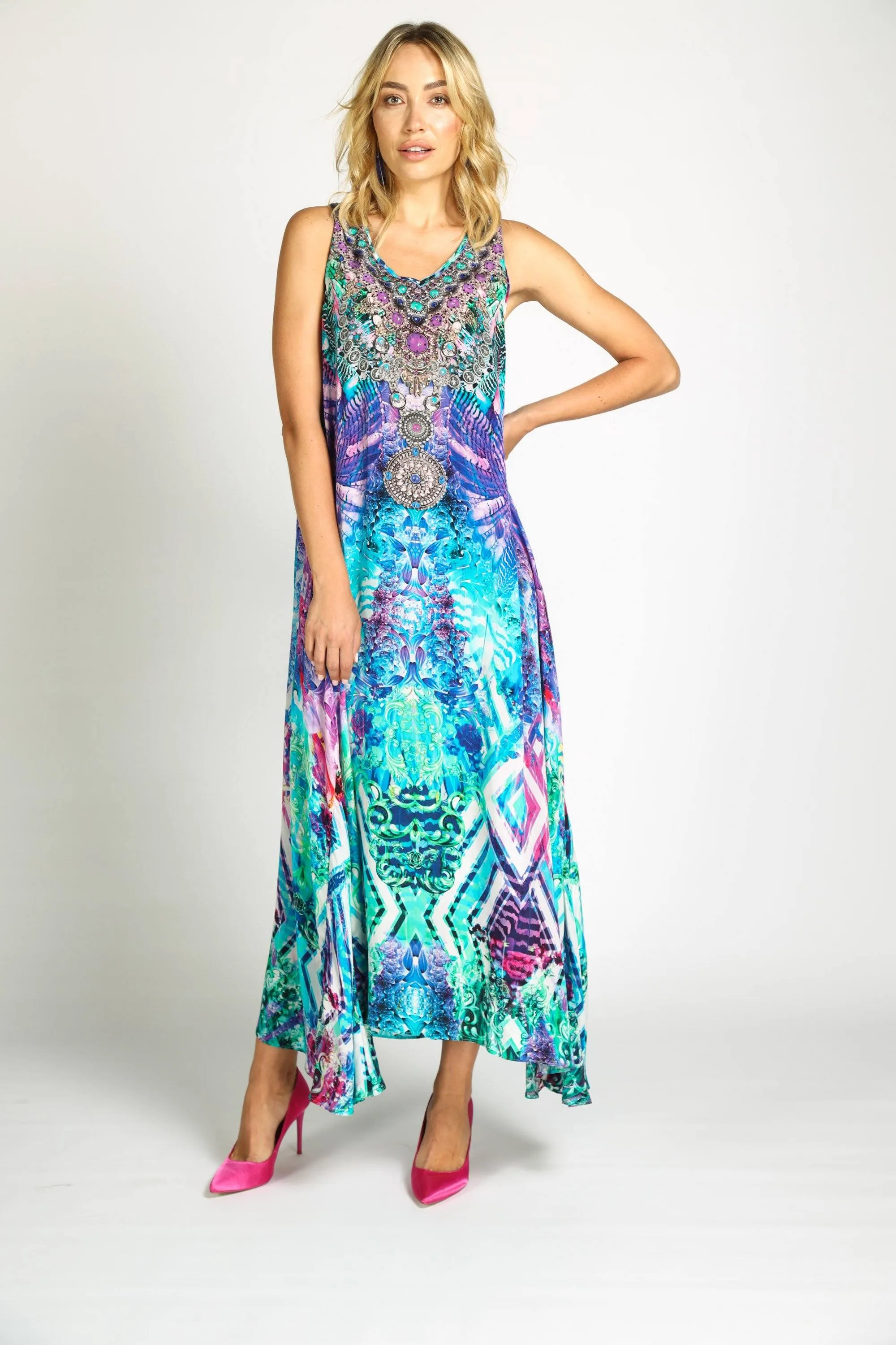 INDIGO SUMMER - SLEEVELESS MAXI DRESS