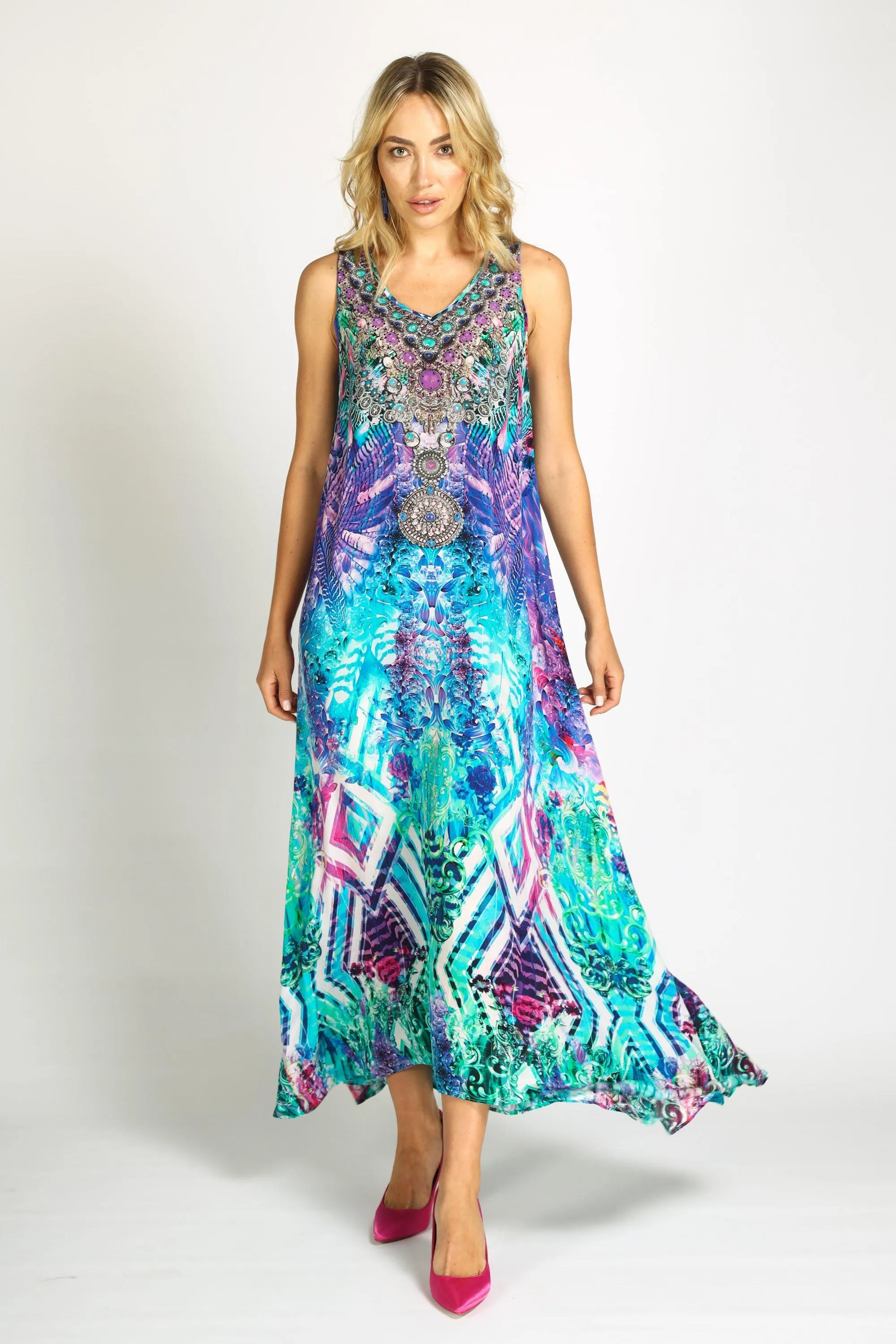 INDIGO SUMMER - SLEEVELESS MAXI DRESS