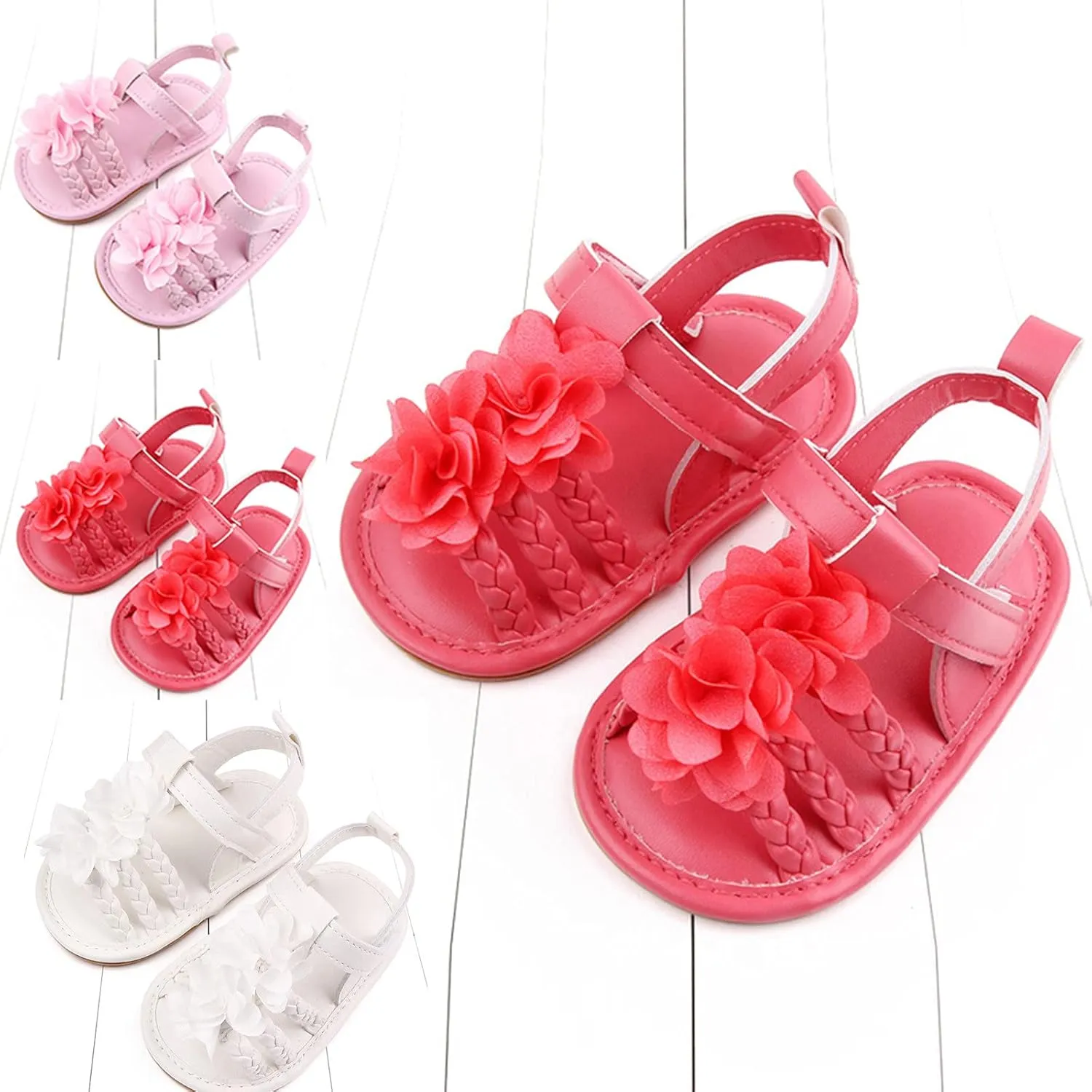 Infant Baby Girls Cute Sweet Sandals Soft Sole Anti-Slip First Walking Shoes Toddler Stand Alone Slides for Kids
