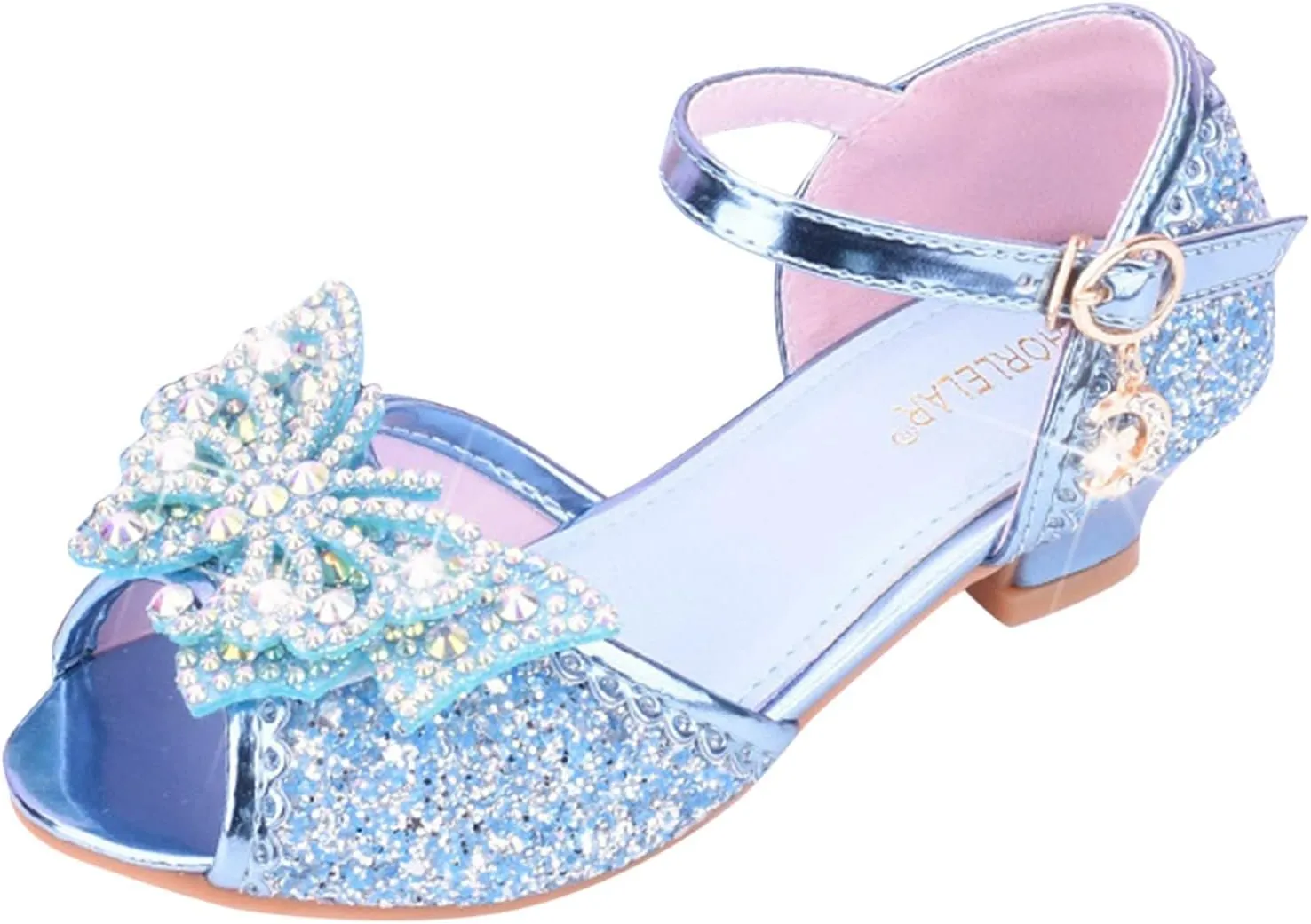 Kids Girls Party Wedding Sandals rystal Heels Open Toe Bow Formal Dress Shoes Princess Bridesmaid Shining Sandals