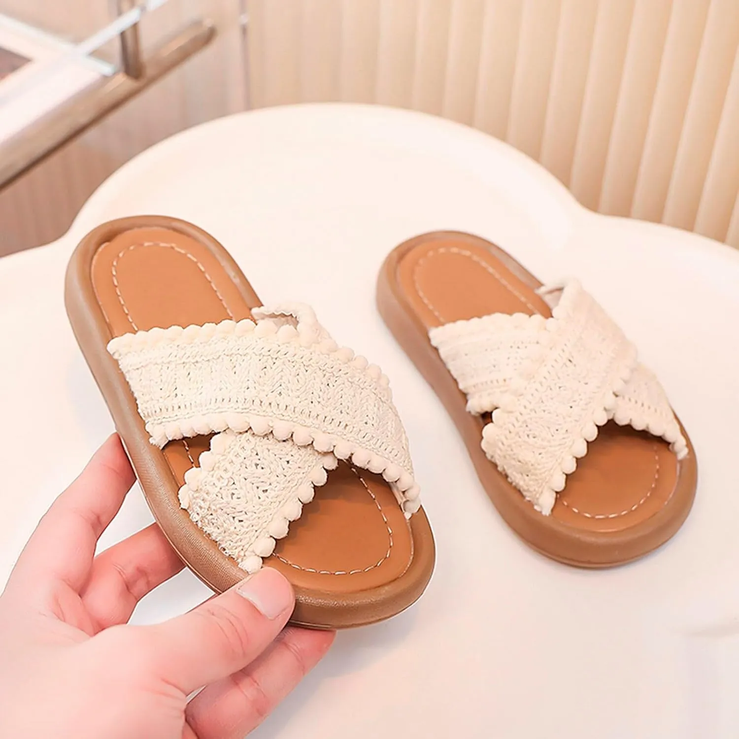 Kids' Sandals Summer Girls' Big Kids' Beach Shoes Girls' Soft Soled Open Toe Soft Slippers for Toddler