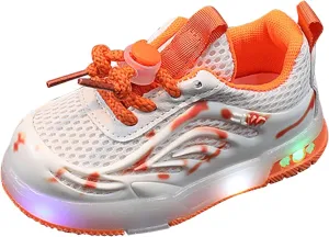 Kids Toddler Light Up Flashing Shoes Girls Boys Lightweight Mesh Breathable Flat Glowing First Walking Sneaker