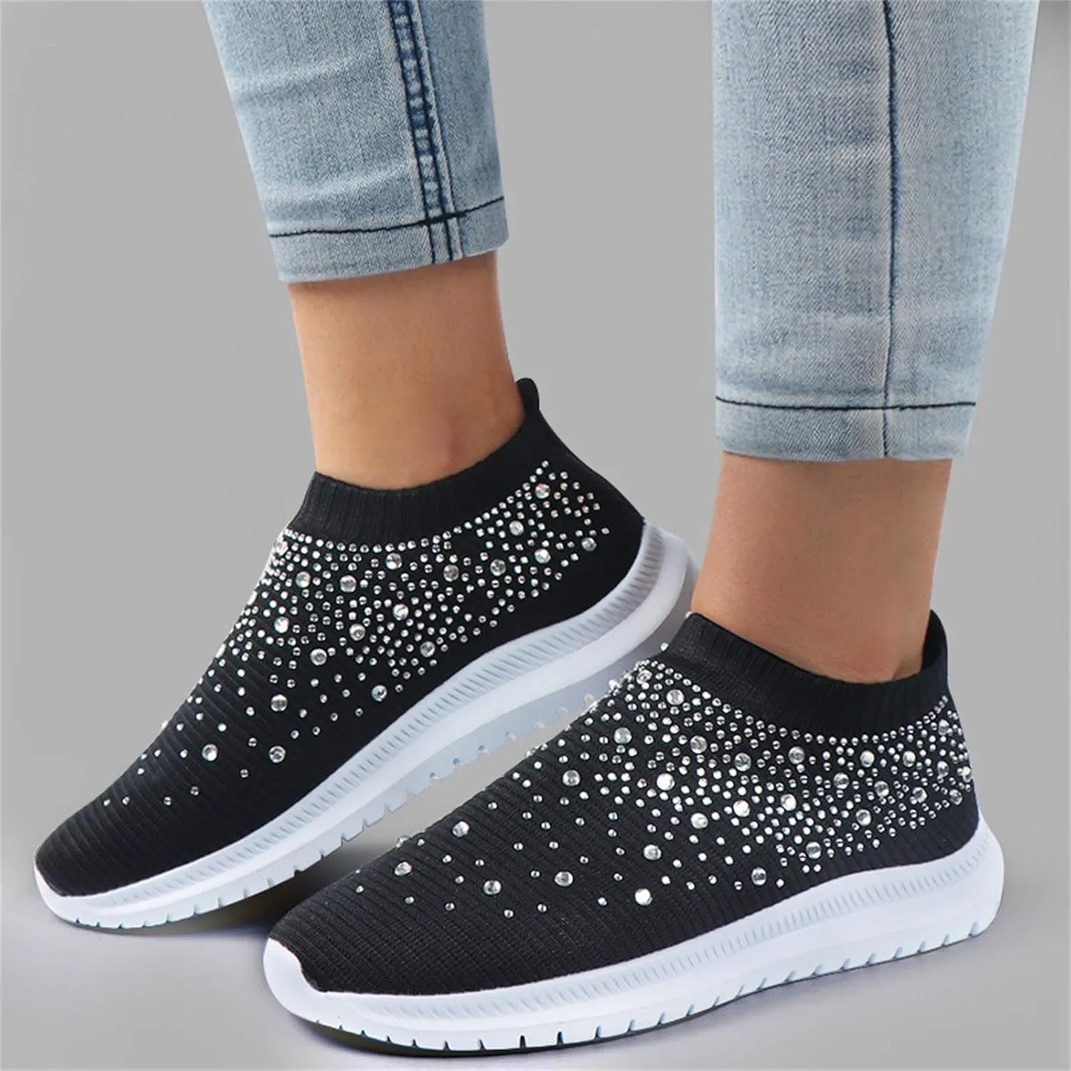 Lausiuoe Running Shoes For Women Arch Support Slip On Walking Shoes Lightweight Casual Fashion Sneakers Tennis Shoes