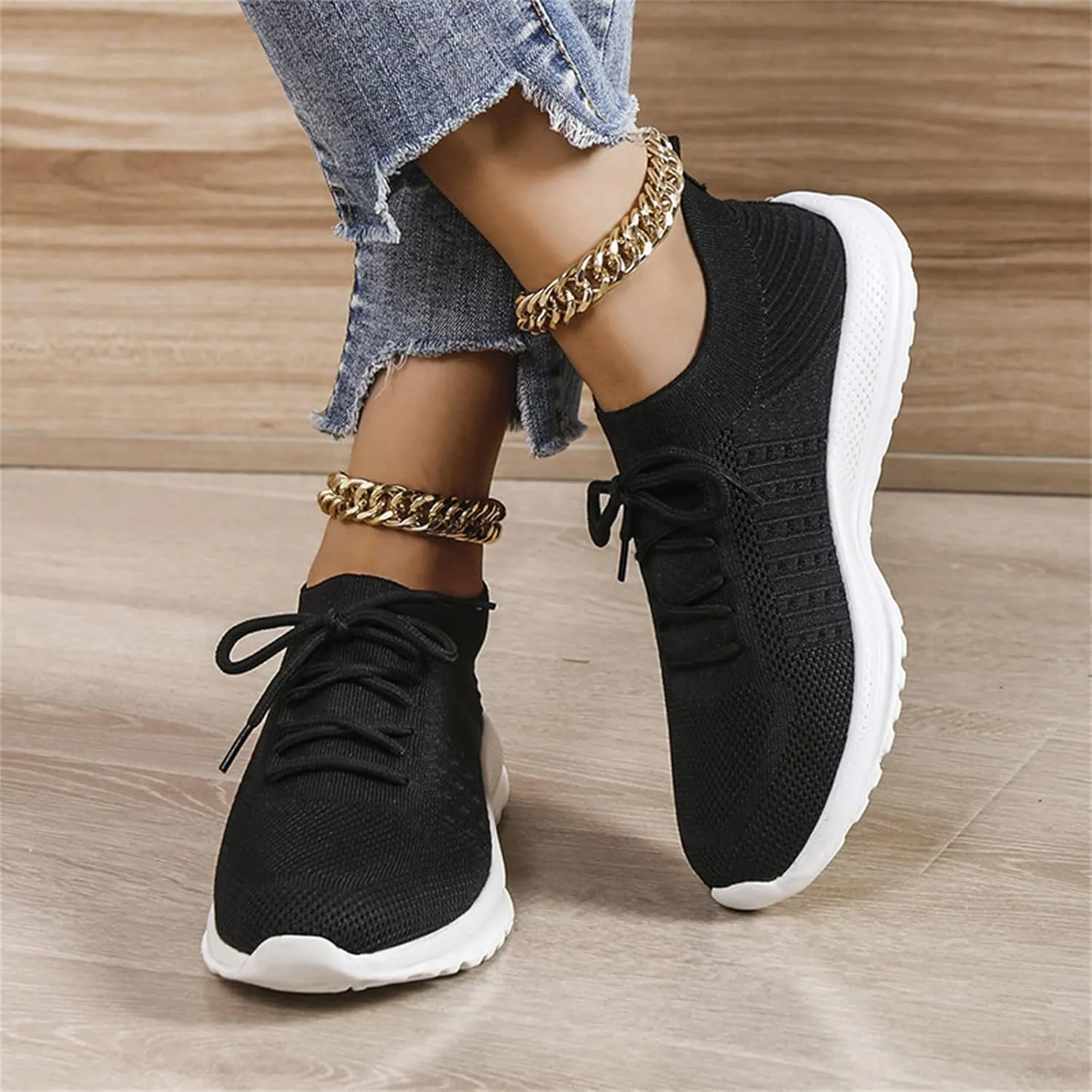 Lausiuoe Sneakers For Women Walking Shoes Slip On Running Shoes Athletic Tennis Fashion Lightweight Mesh Sock Sneakers