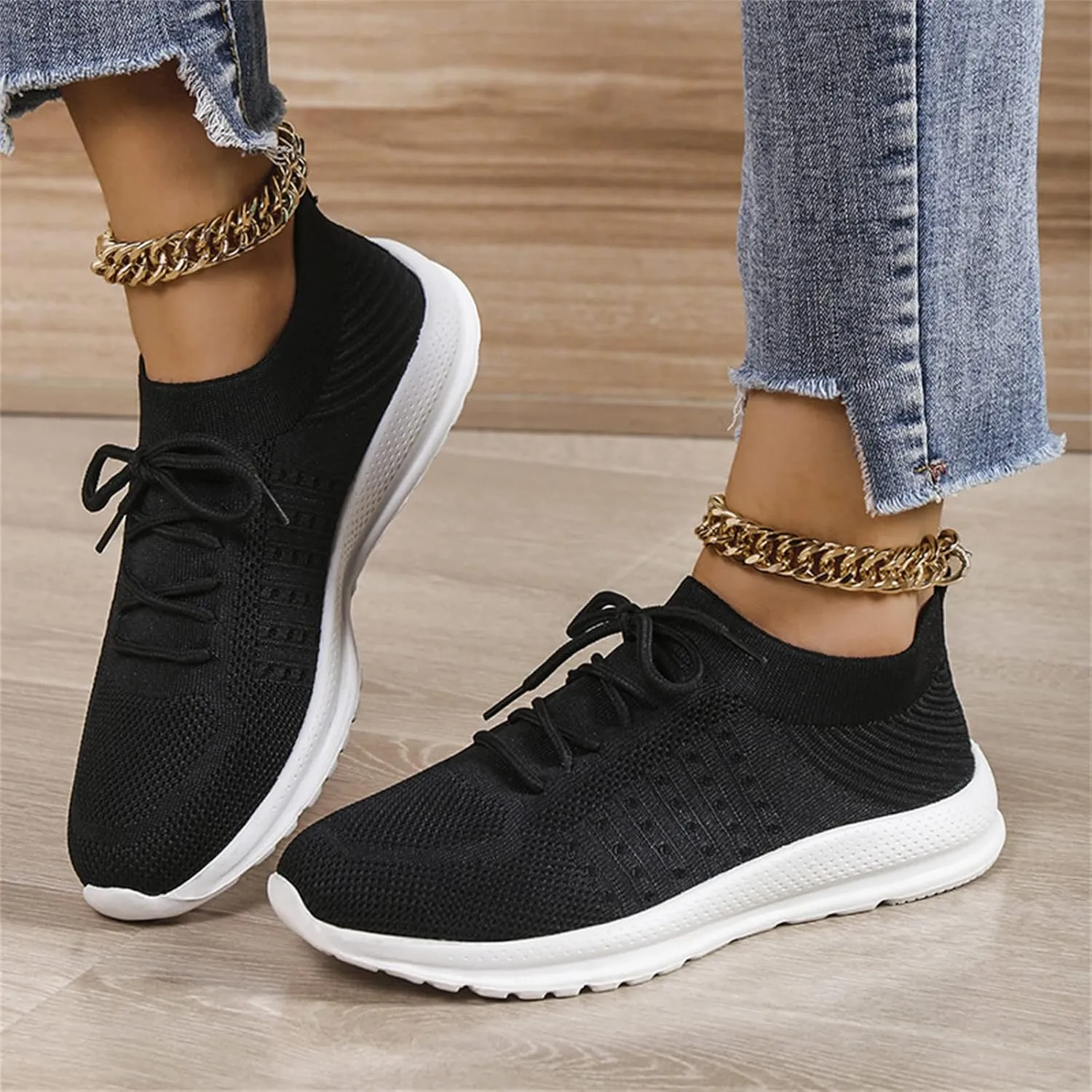 Lausiuoe Sneakers For Women Walking Shoes Slip On Running Shoes Athletic Tennis Fashion Lightweight Mesh Sock Sneakers
