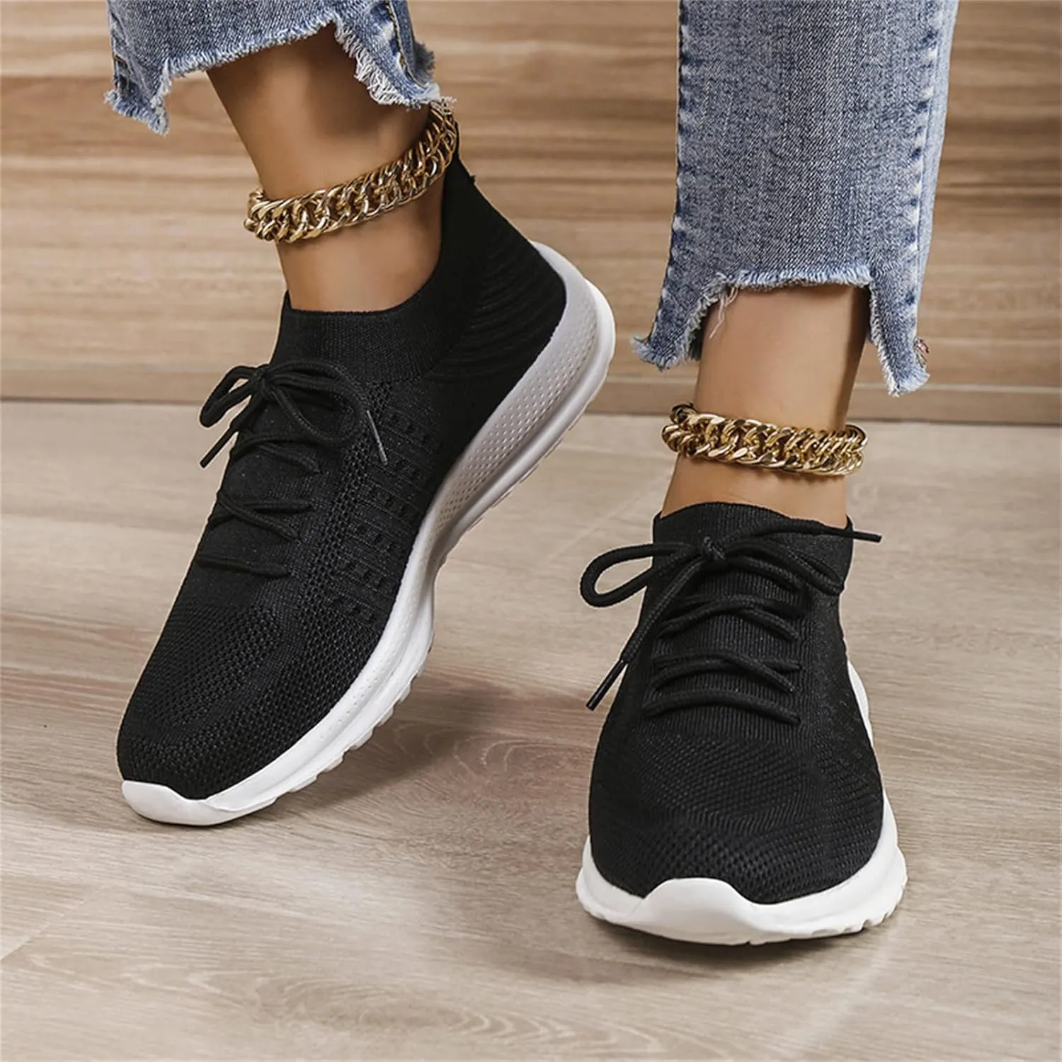 Lausiuoe Sneakers For Women Walking Shoes Slip On Running Shoes Athletic Tennis Fashion Lightweight Mesh Sock Sneakers