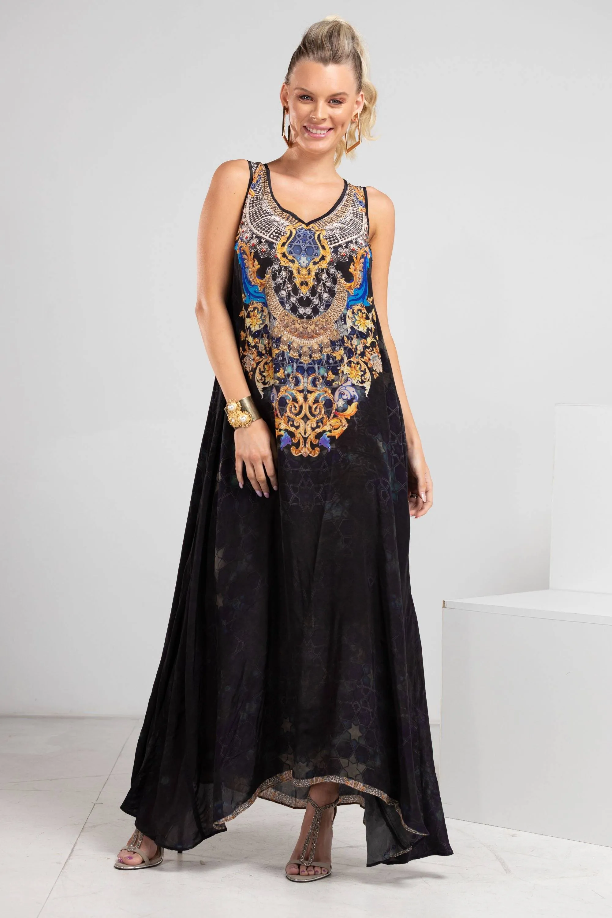 MIDNIGHT IN PARIS - SLEEVELESS MAXI DRESS