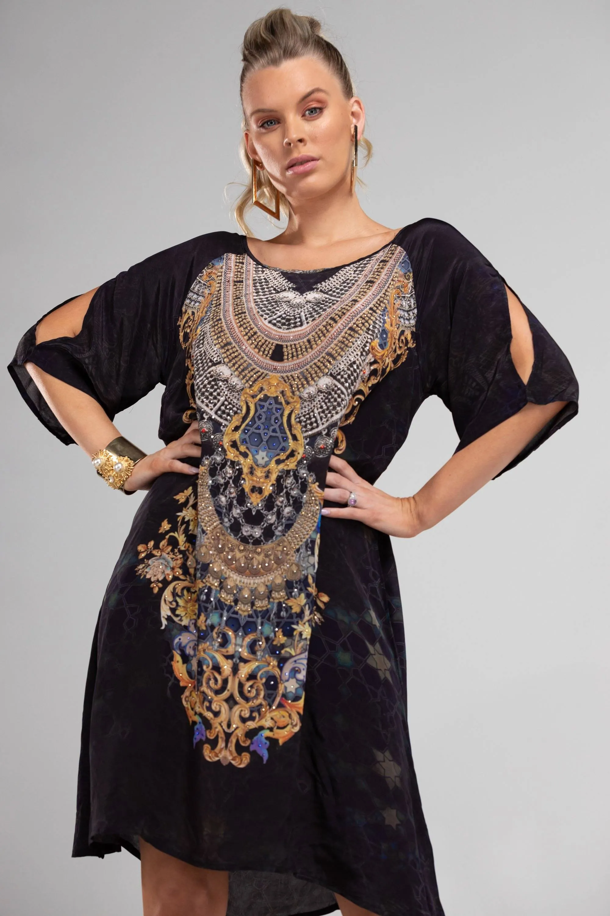 MIDNIGHT IN PARIS - SLIT SLEEVE DRESS