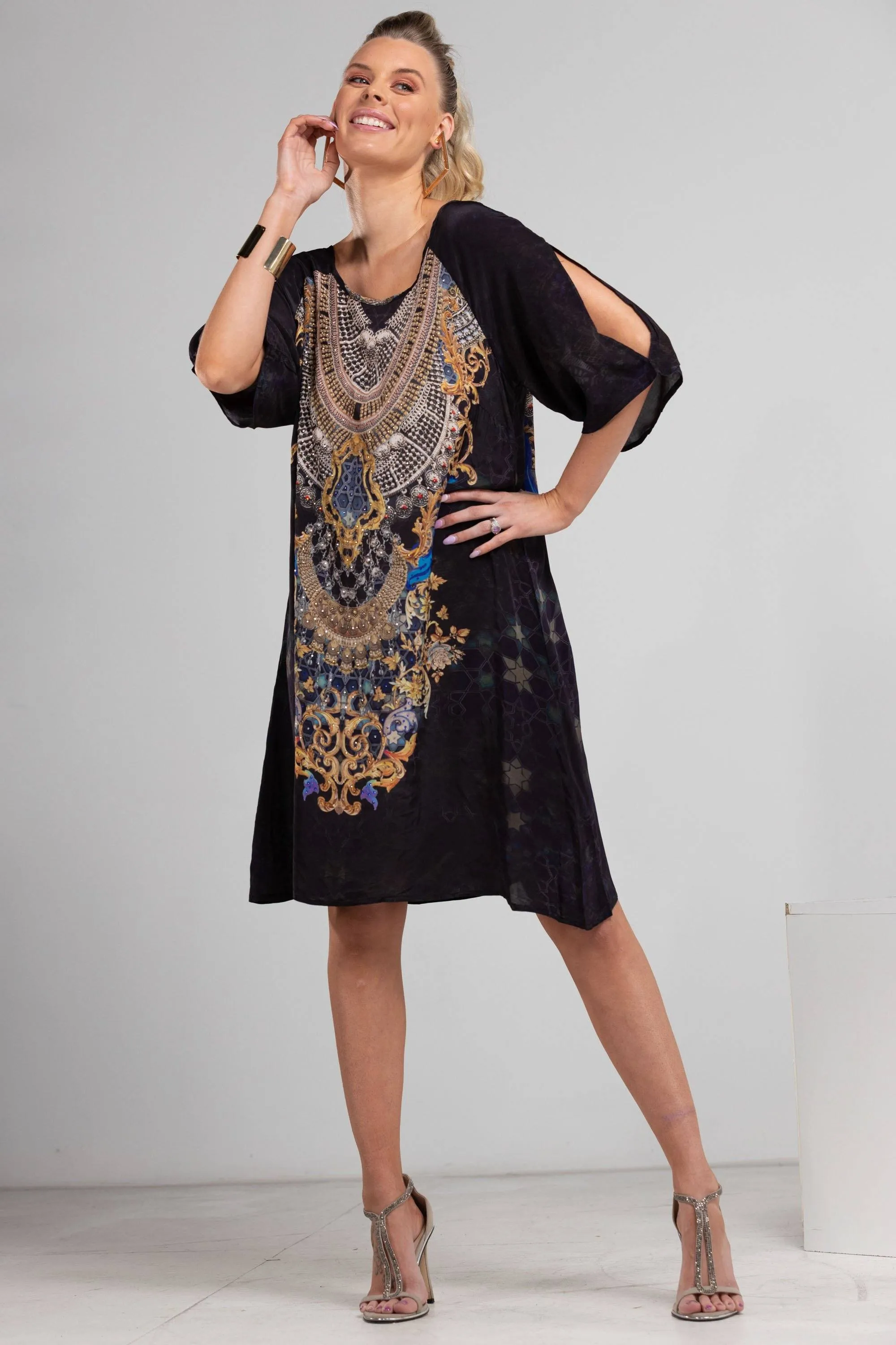 MIDNIGHT IN PARIS - SLIT SLEEVE DRESS
