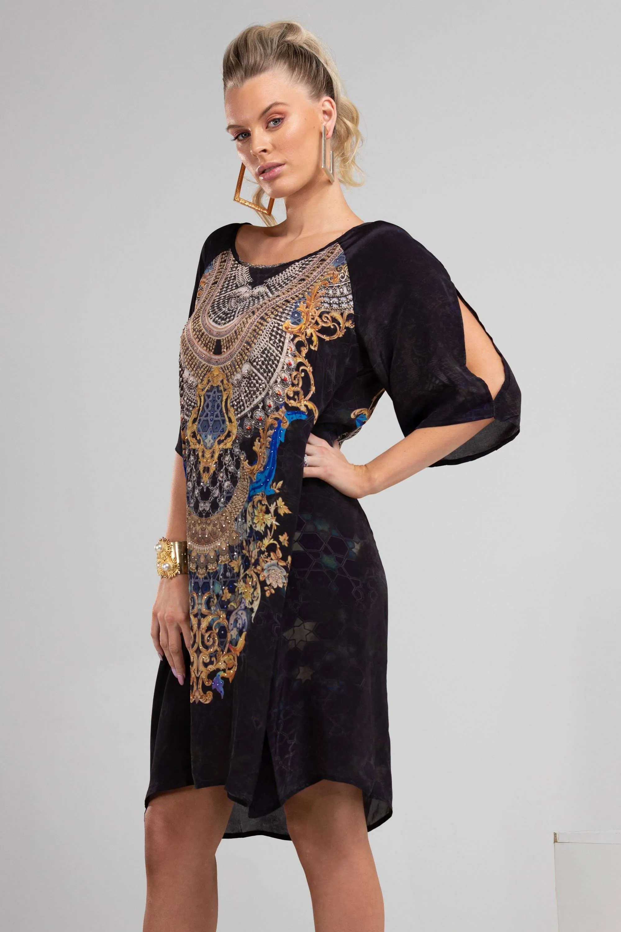 MIDNIGHT IN PARIS - SLIT SLEEVE DRESS